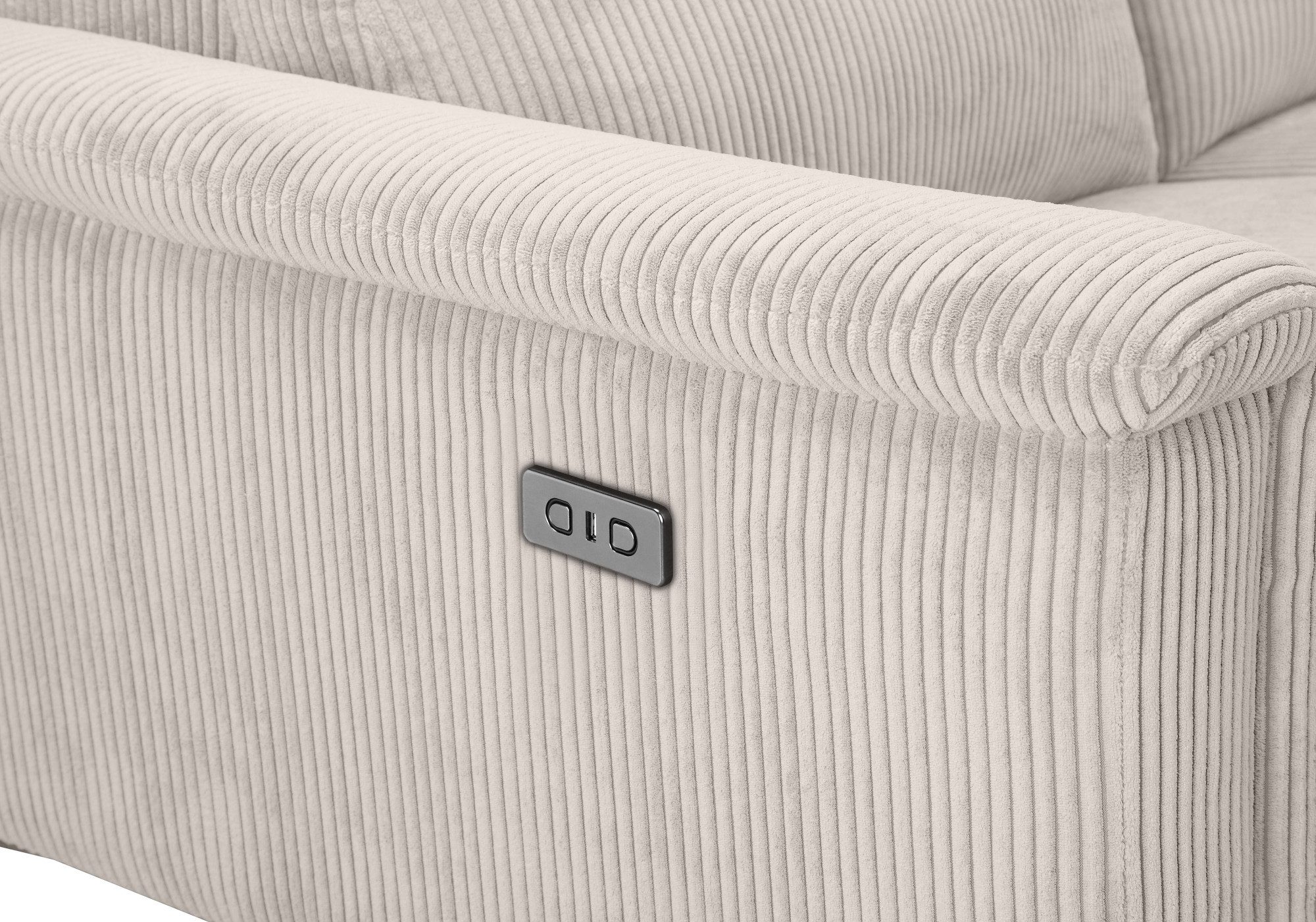 Places of Style Hoekbank Lund in cord, L-vorm, 261 cm, handmatige en elektrische relaxfunctie