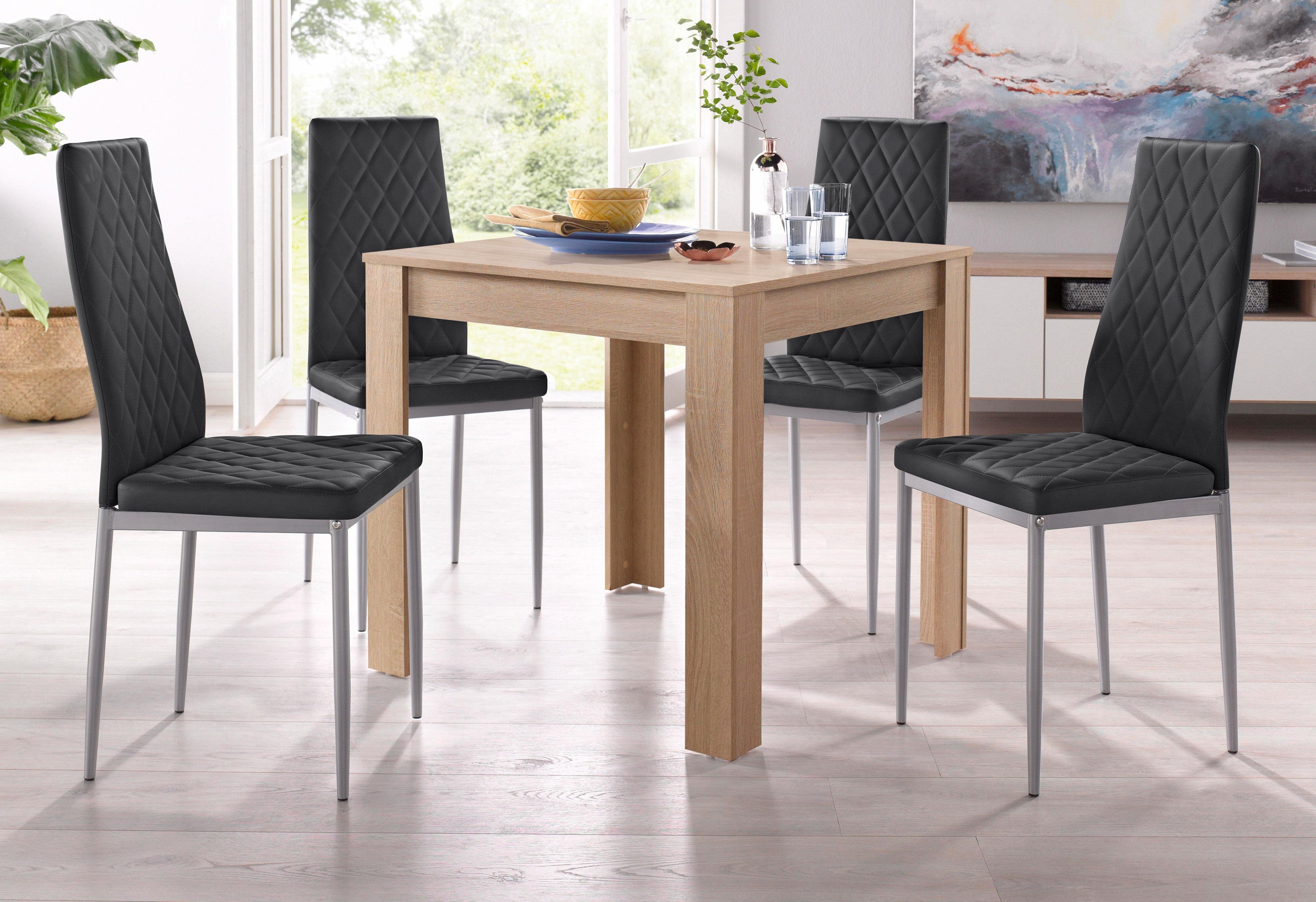 my home Eethoek Lynn + Brooke met tafel in ongeschaafd-eikenkleur, breedte 80 cm (set, 5 stuks)