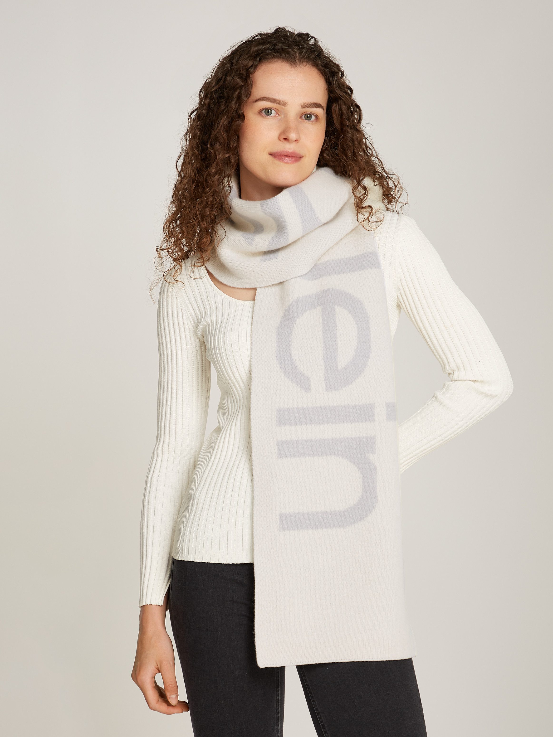 Calvin Klein Sjaal TWO-TONE KNIT WOOL MIX HW SCARF
