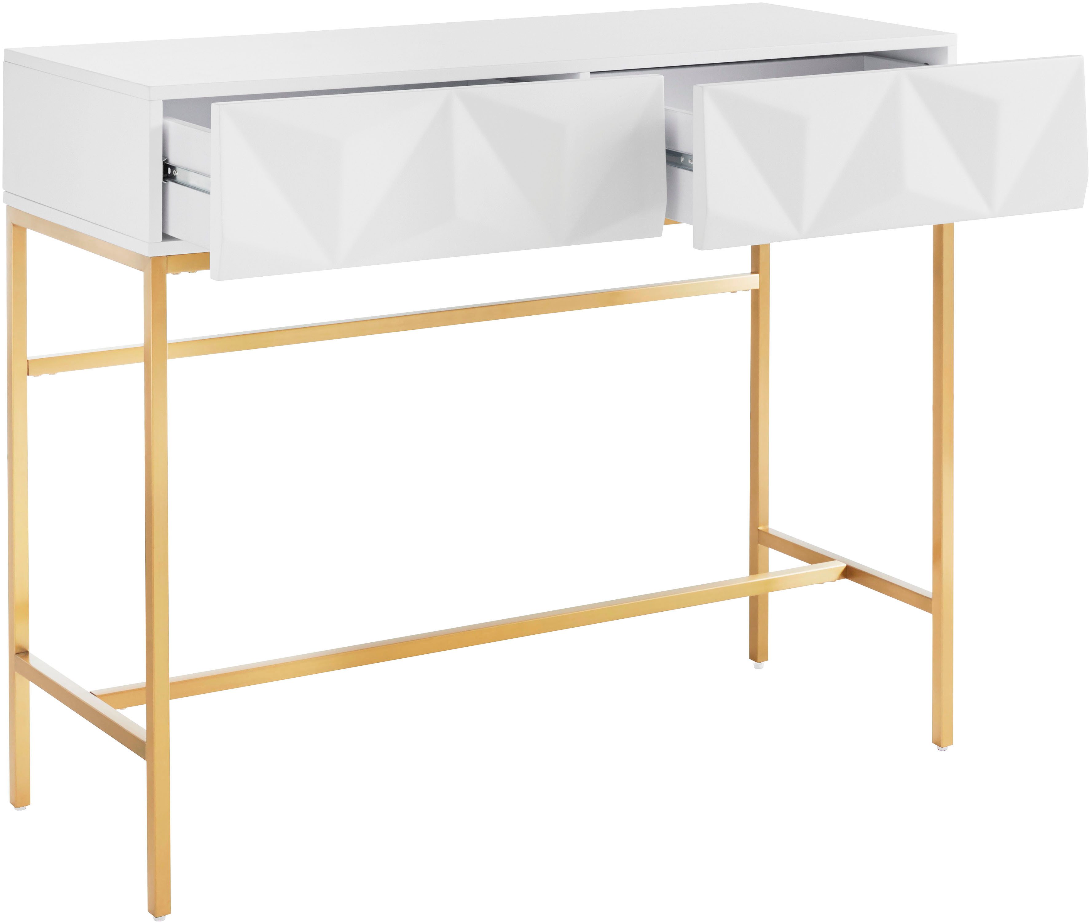 Leonique Dressoir Minfi in 3d-look, sidetable met goudkleurig metalen frame