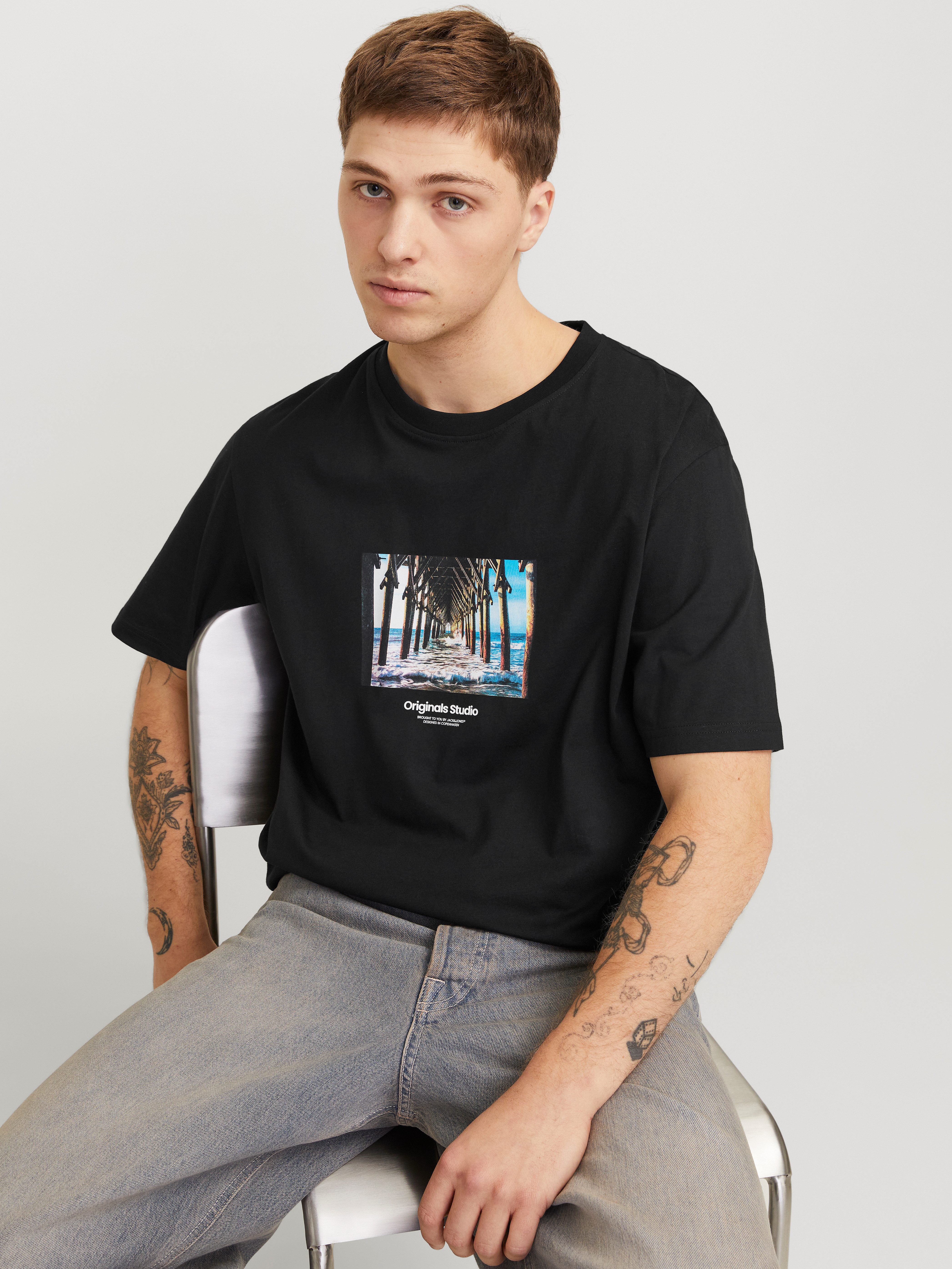 Jack & Jones Shirt met korte mouwen JORVESTERBRO PICTURE TEE SS CREW NECK SN