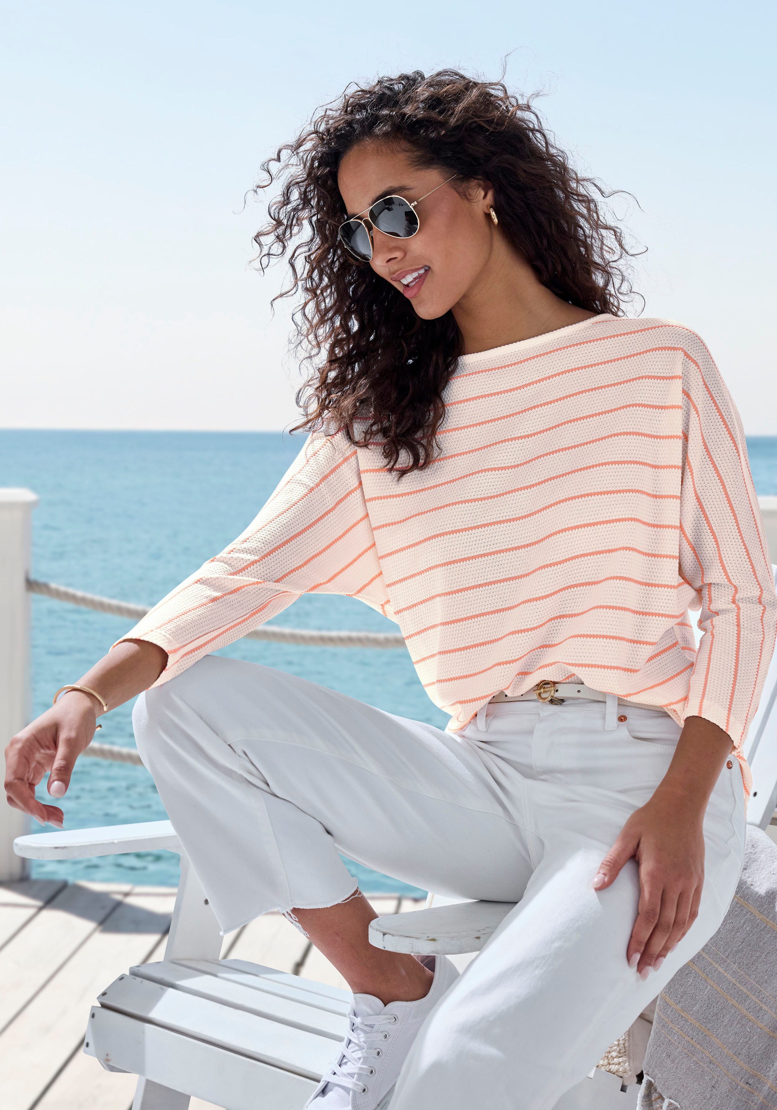 Vivance Shirt met 3/4 mouwen Met modieuze streepstructuur