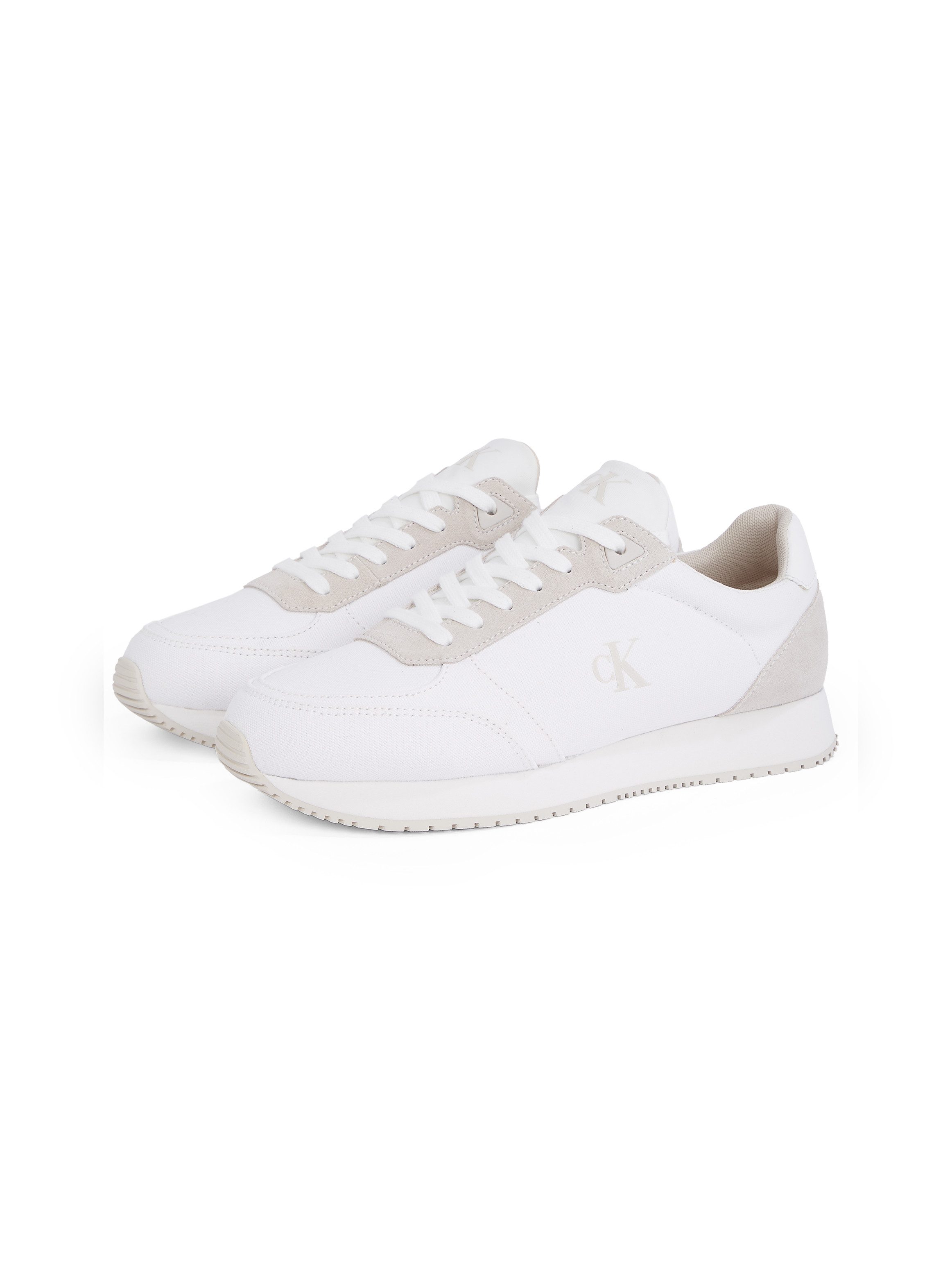 Calvin Klein Sneakers RUNNER SOCK LACEUP MG CANVAS vrijetijdsschoen, lage schoen, veterschoen in klassieke uitstraling heren instappers maat 41 wit