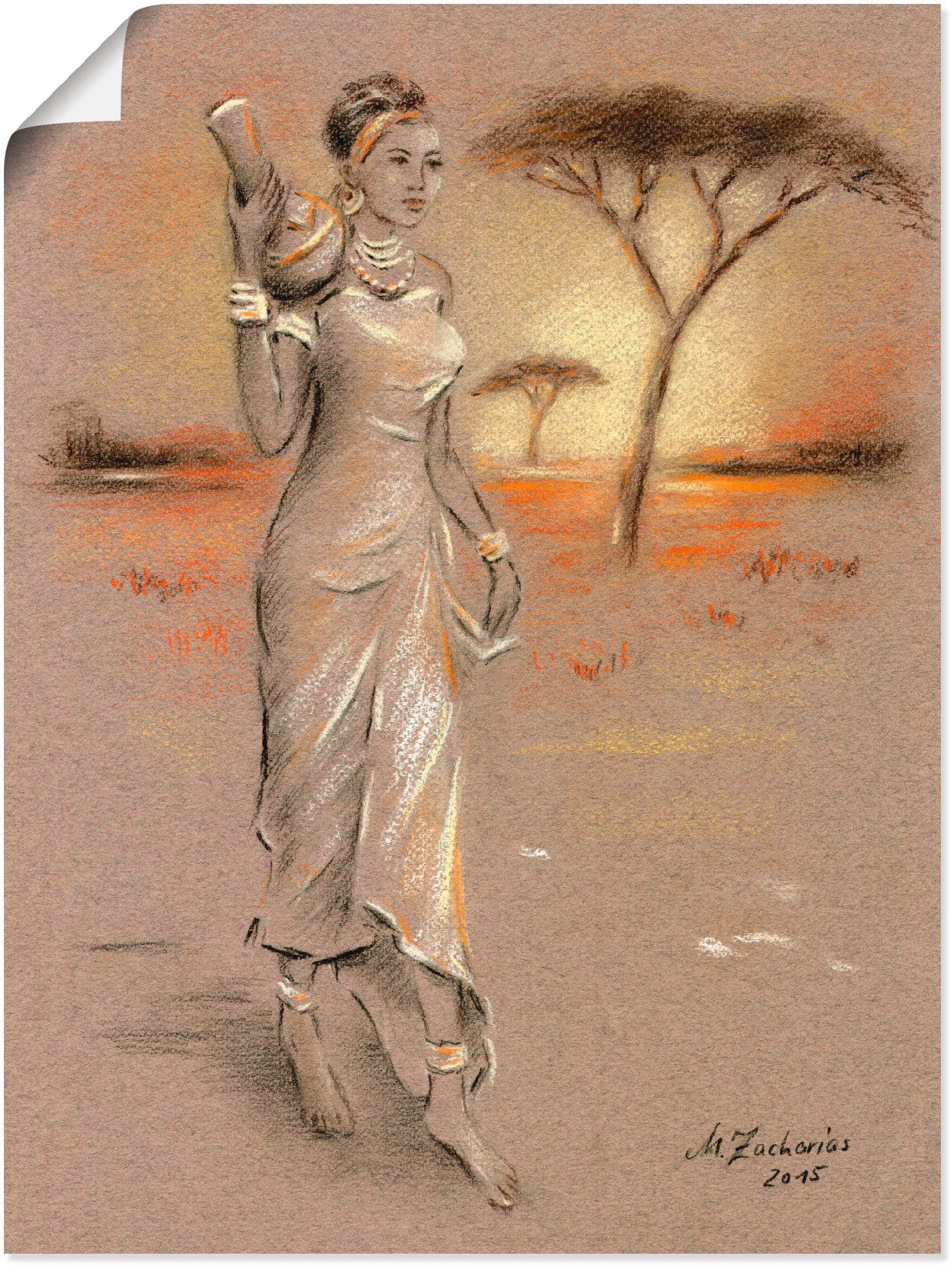 Artland Artprint Afrikaanse schoonheid als artprint op linnen, poster in verschillende formaten maten foto schilderijen maat 60 cm x 80 cm bruin