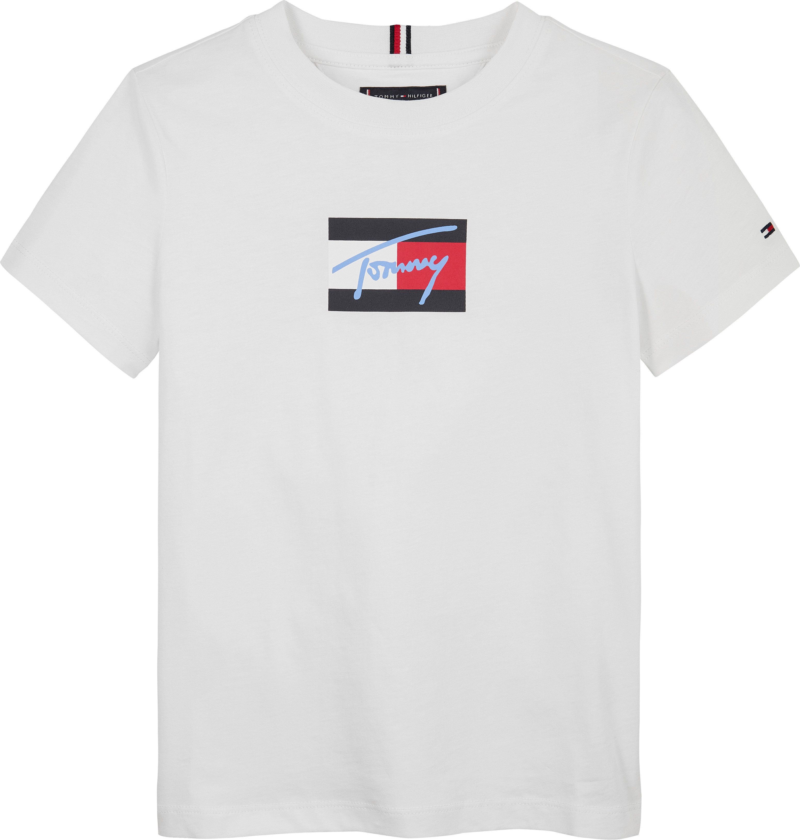 Tommy Hilfiger T-shirt TOMMY SCRIPT FLAG PRINT TEE SS voor kinderen tot 16 jaar, met logo-print