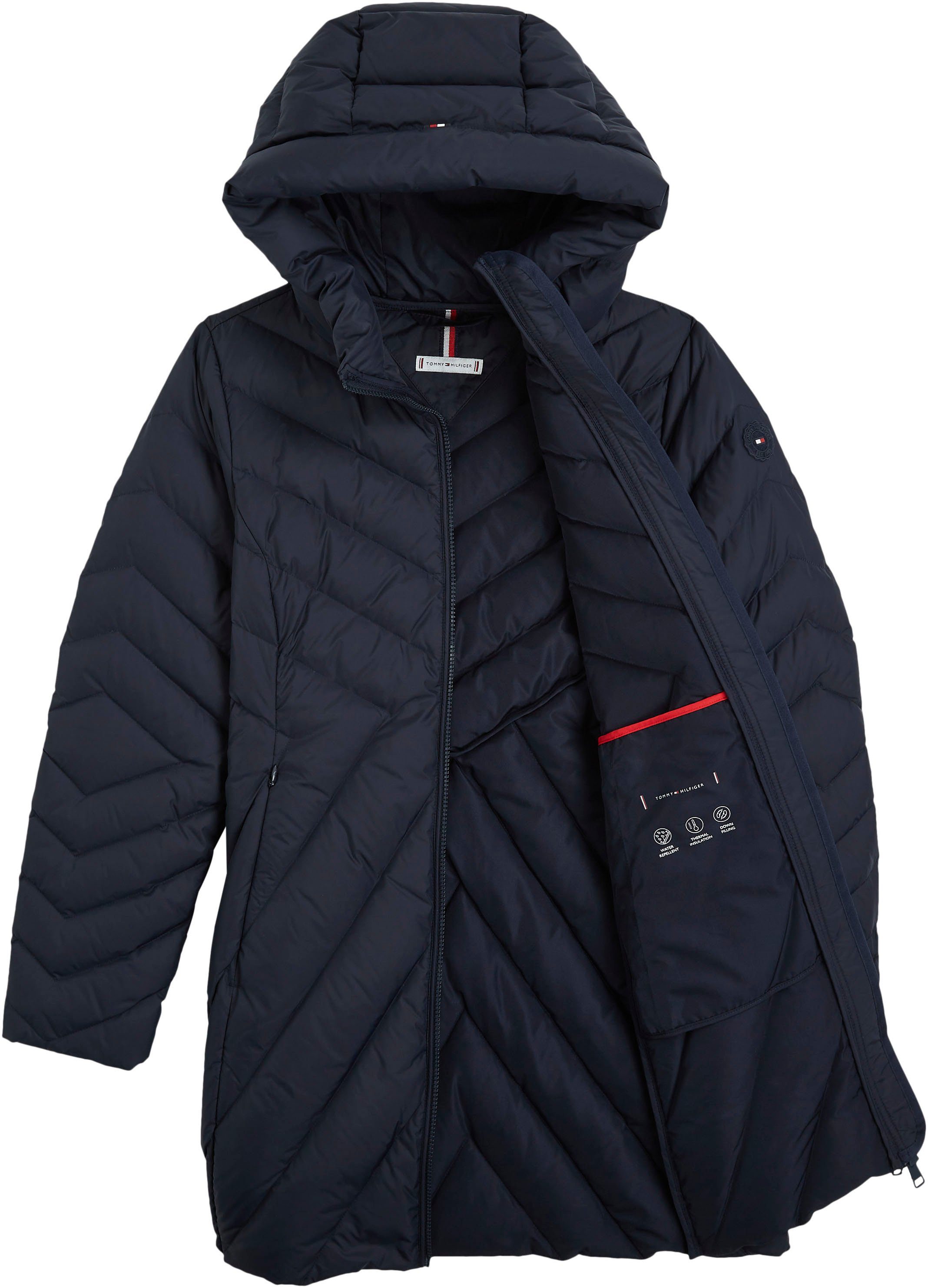 Tommy Hilfiger Gewatteerde jas CHEVRON MW PADDED COAT met gemiddelde vulling en merklabel