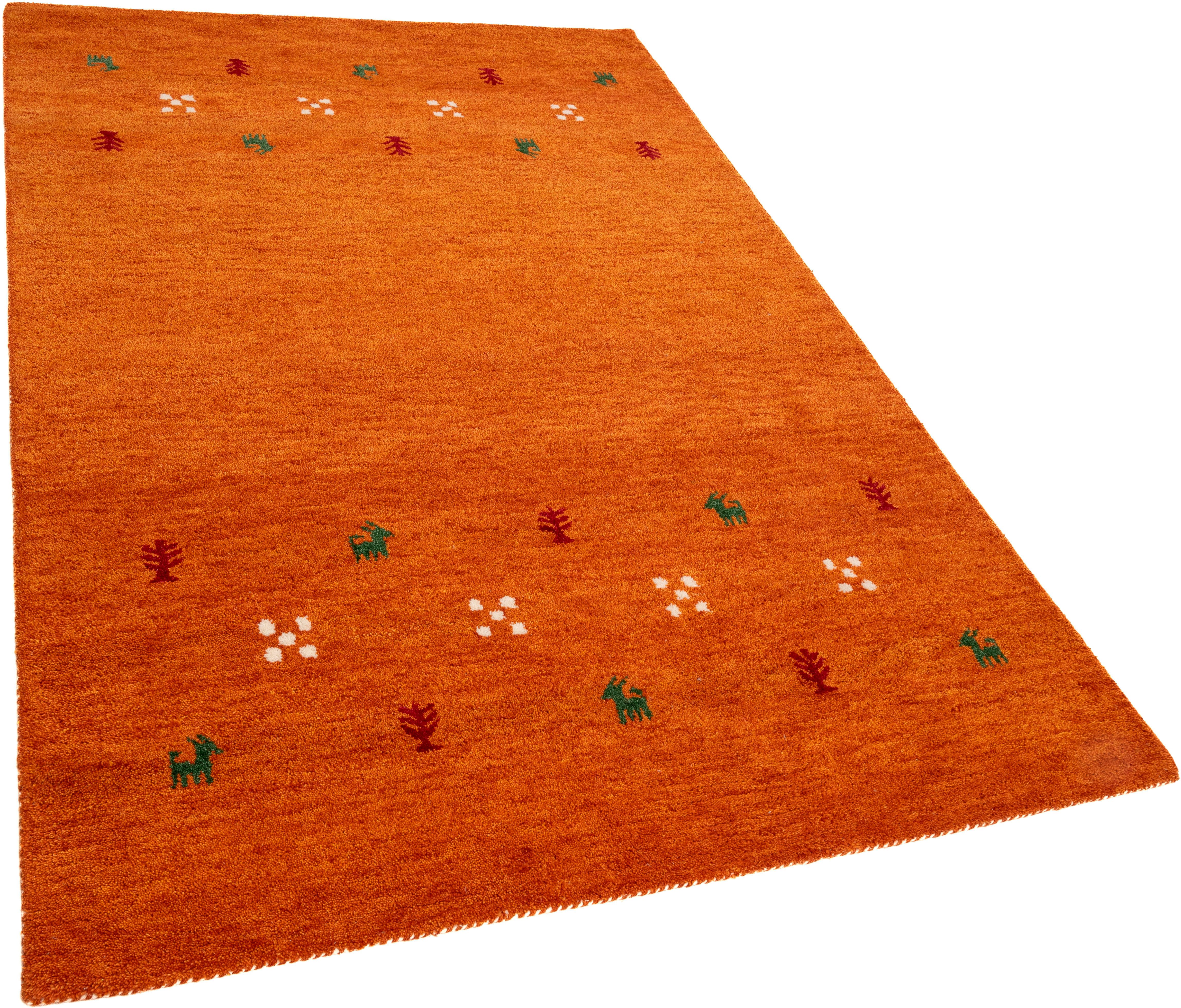 THEKO Wollen kleed Gabbeh motief, handgeweven tapijt, dierenmotief, 100% wol, handgeweven