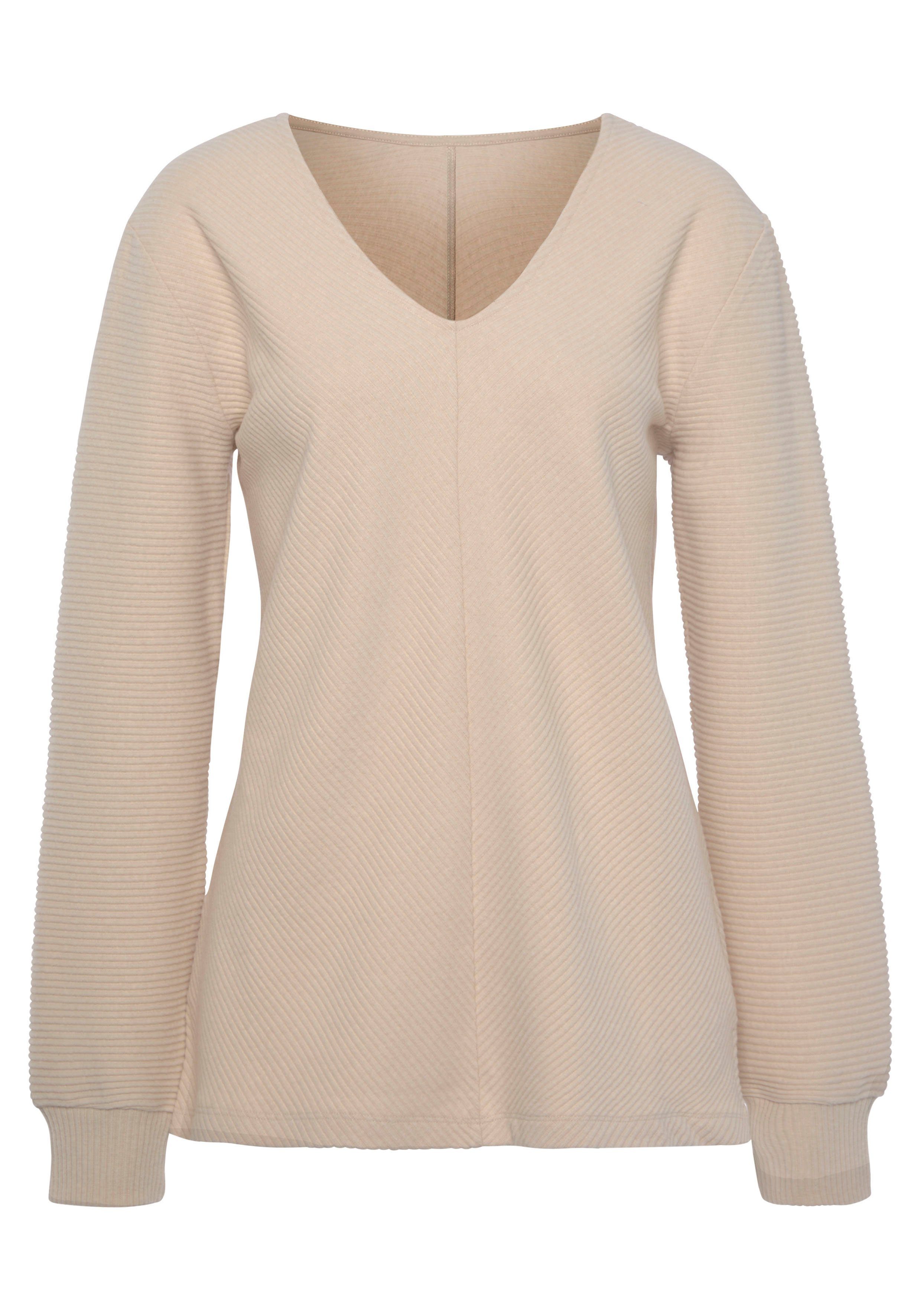 s.Oliver RED LABEL Beachwear Sweatshirt - Shirt met lange mouwen en V-hals Langarmshirt met V-hals en zachte ribborden, loungewear