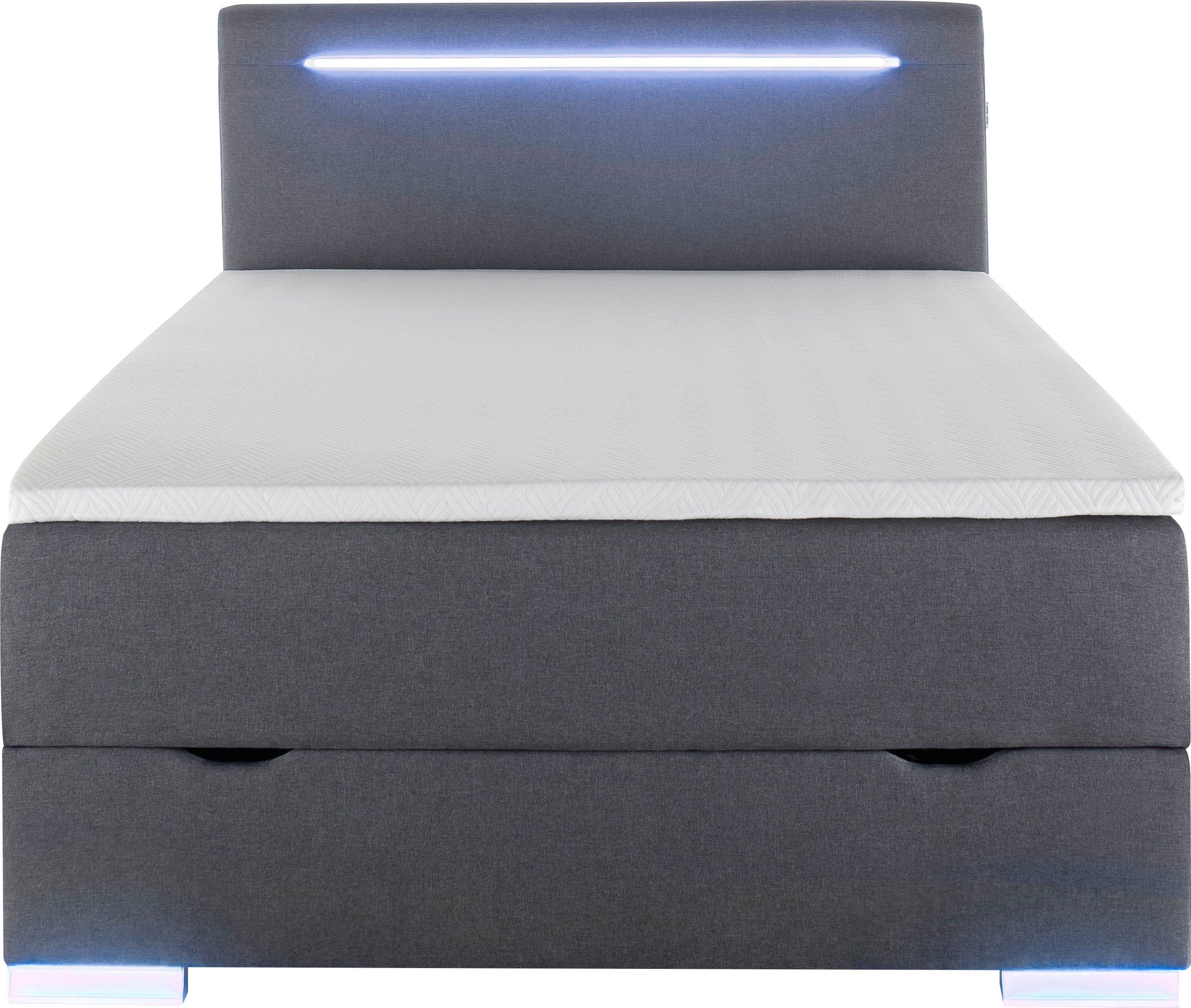 meise.möbel Boxspring Las Vegas Voeten en hoofdbord met ledverlichting, met bedkist en topmatras