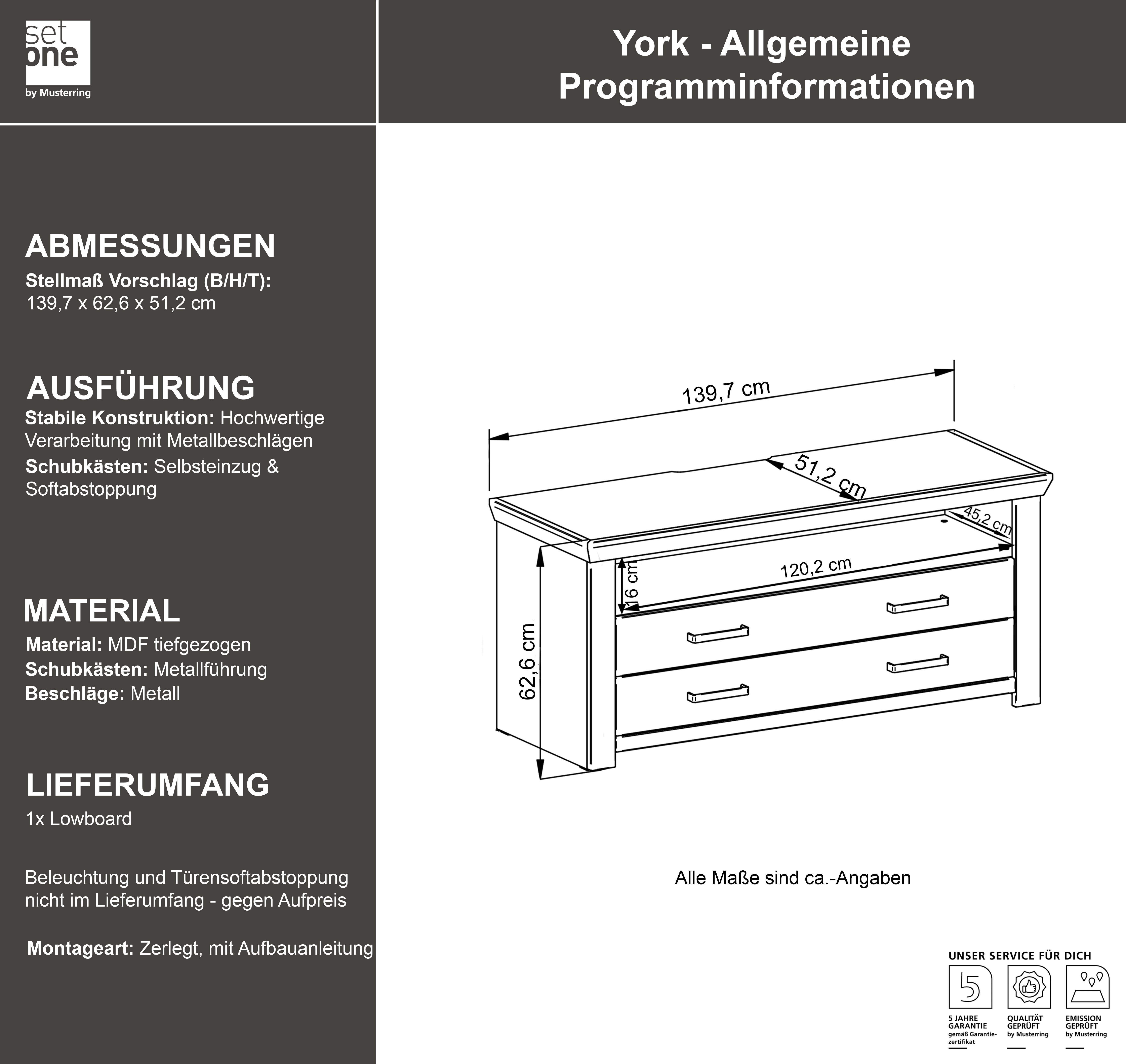 set one by Musterring Tv-meubel York Type 32, met 4 laden, verlichting optioneel, breedte 140 cm