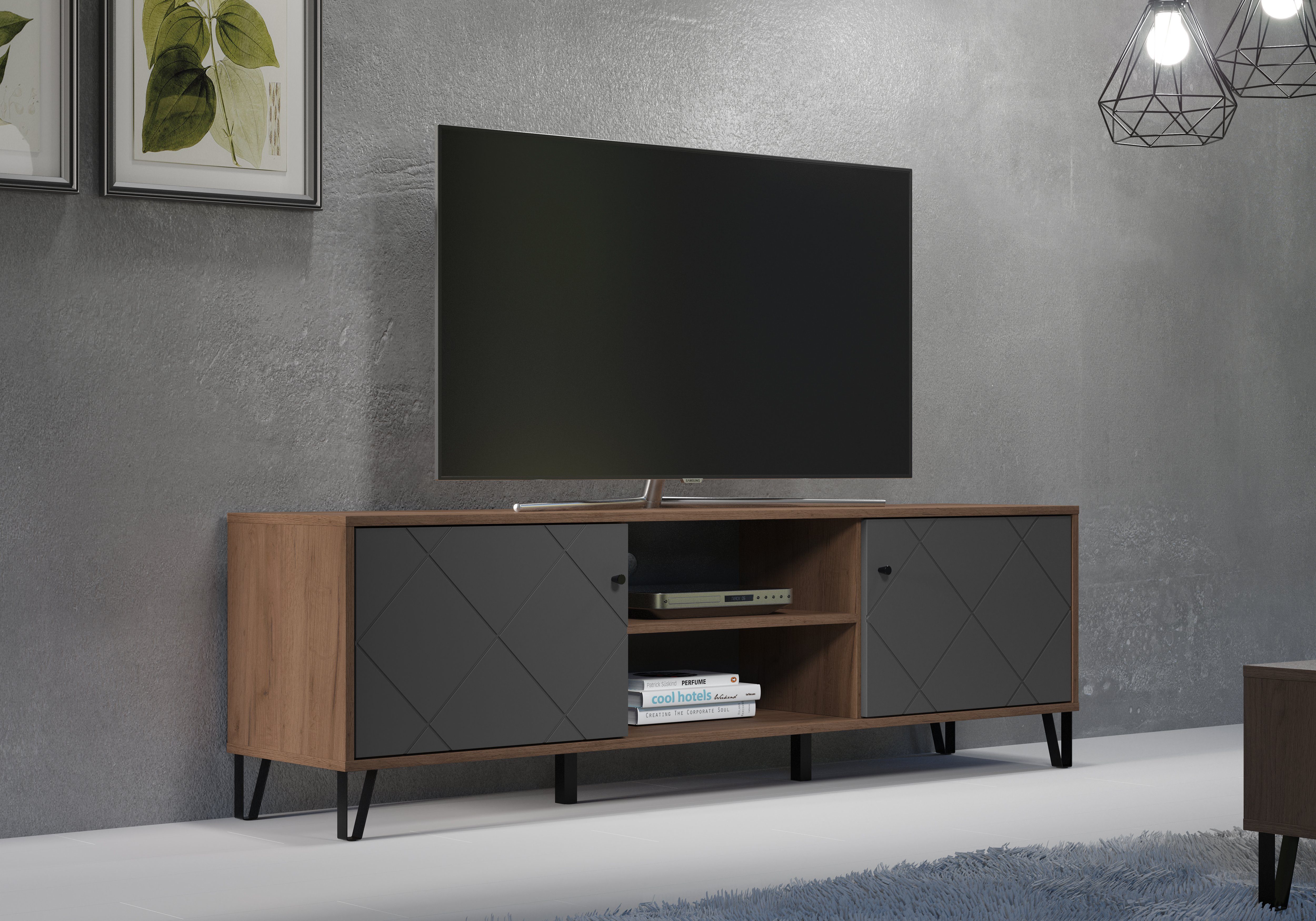Places of Style Tv-meubel MOLVENO Commode, met gestructureerde fronten, Soft-Close, B 183 cm (1 stuk)