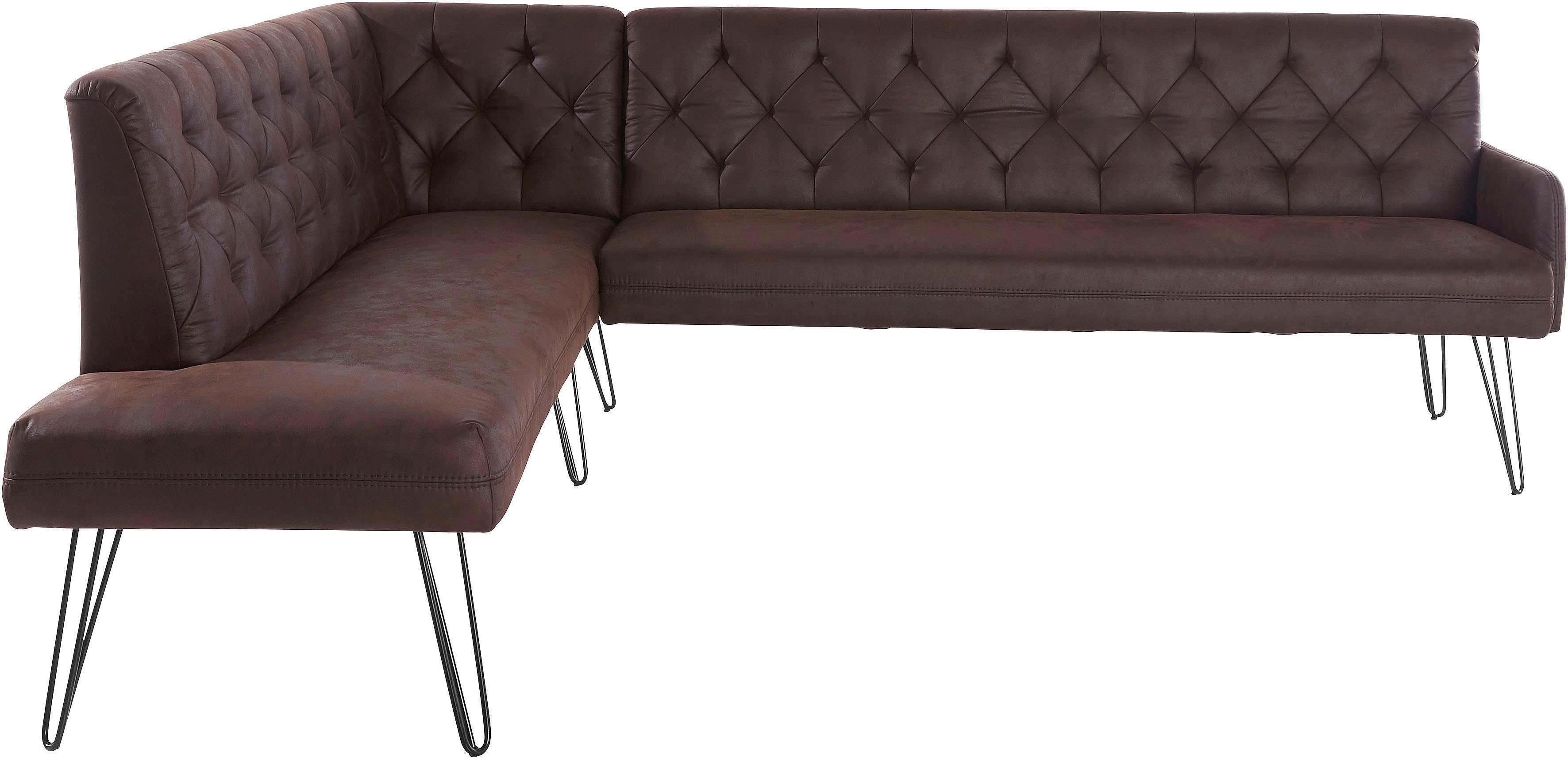 exxpo - sofa fashion Hoekbank Doppio, Chesterfield look, comfortabel en handig, hoge designvoeten