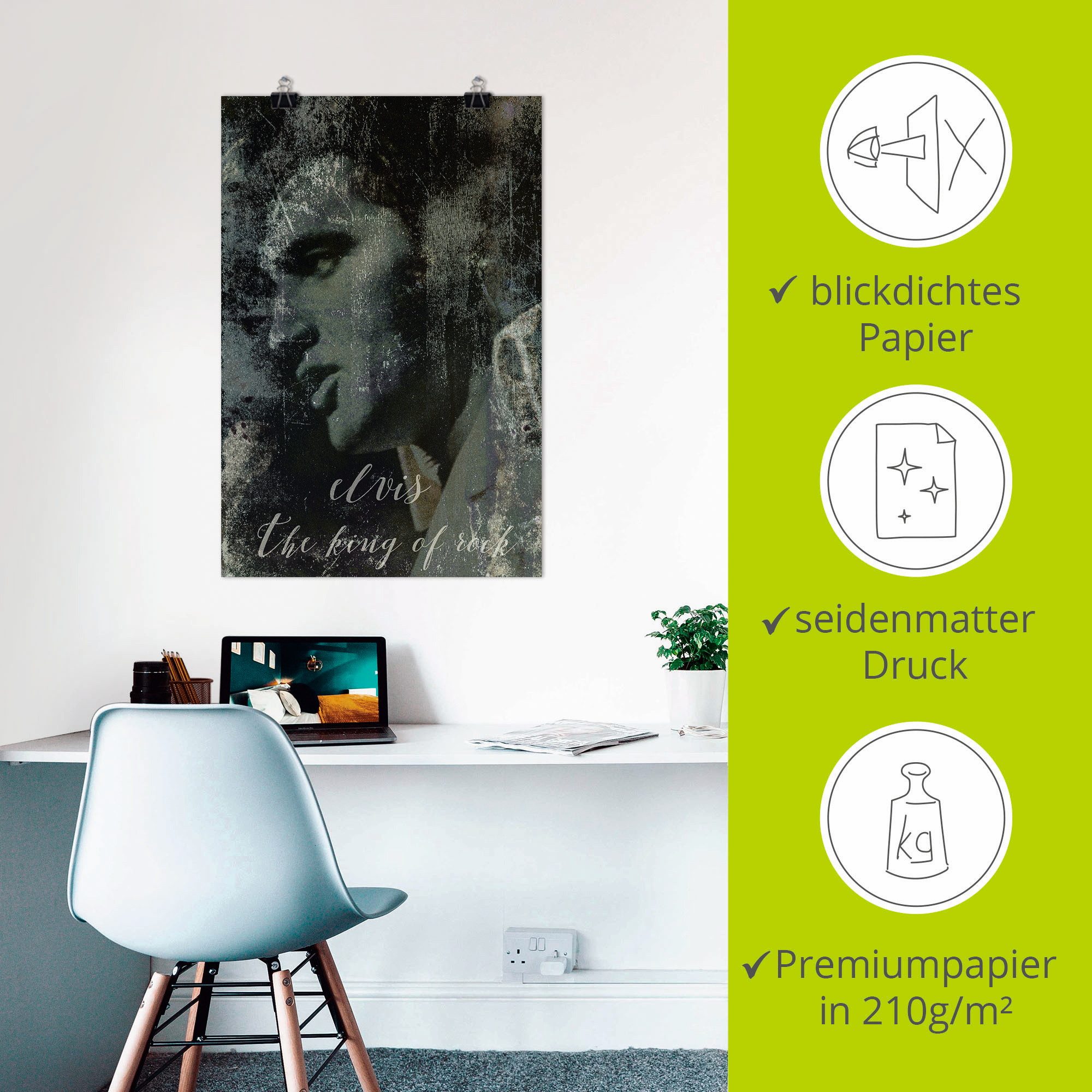 Artland Artprint Elvis the King als artprint van aluminium, artprint voor buiten, artprint op linnen, poster, muursticker