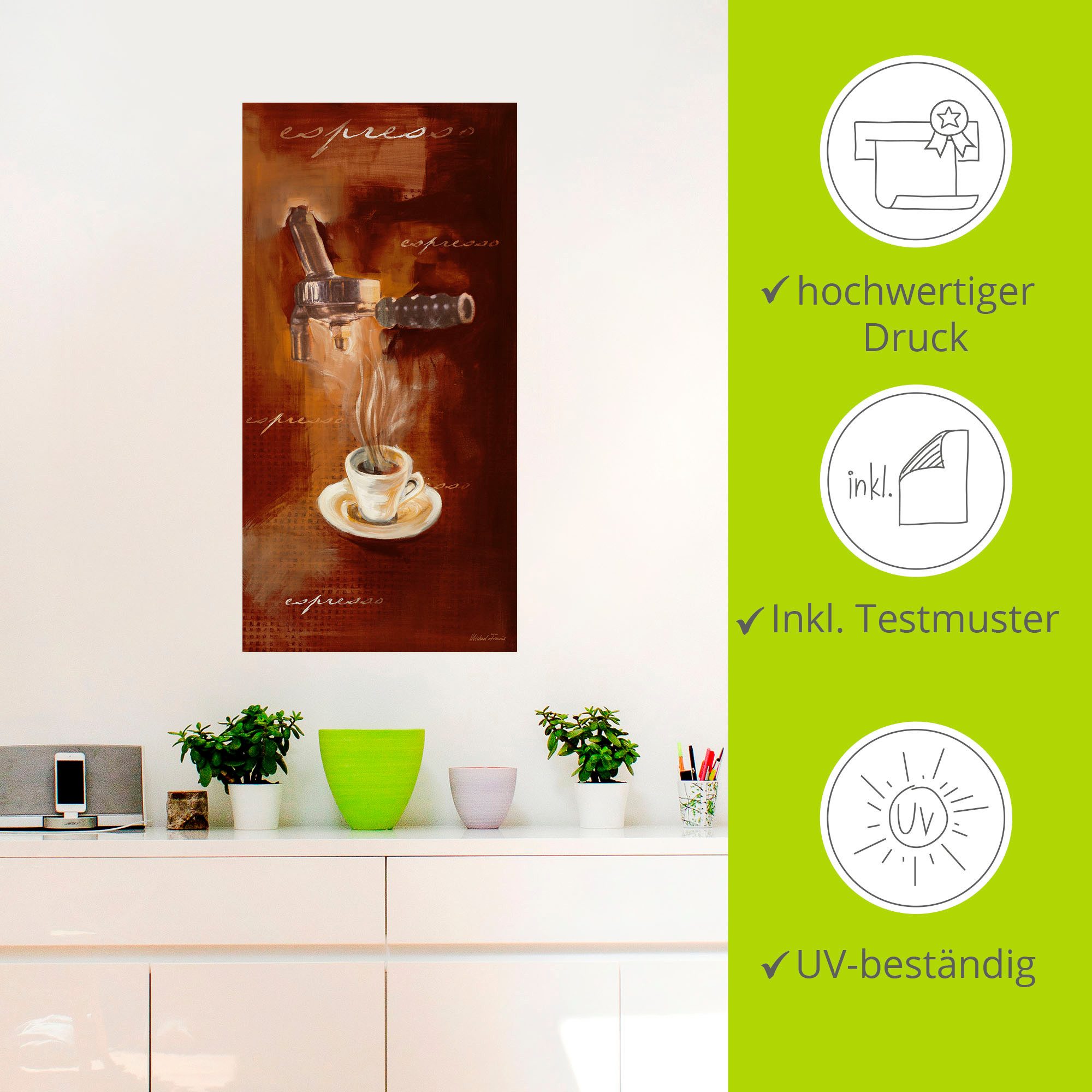 Artland Artprint Espresso I als artprint van aluminium, artprint voor buiten, artprint op linnen, poster, muursticker