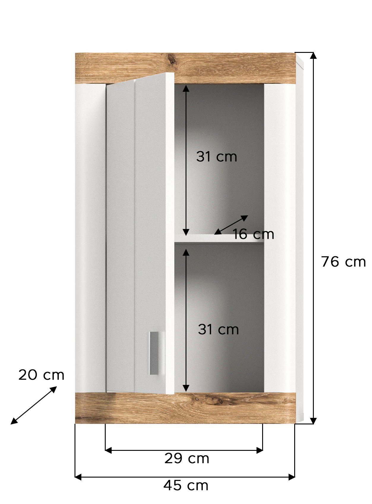 Home affaire Hangend kastje Landsby, breedte 45 cm, 1 deur (deur aanslag verwisselbaar), 1 legplank (1 stuk)