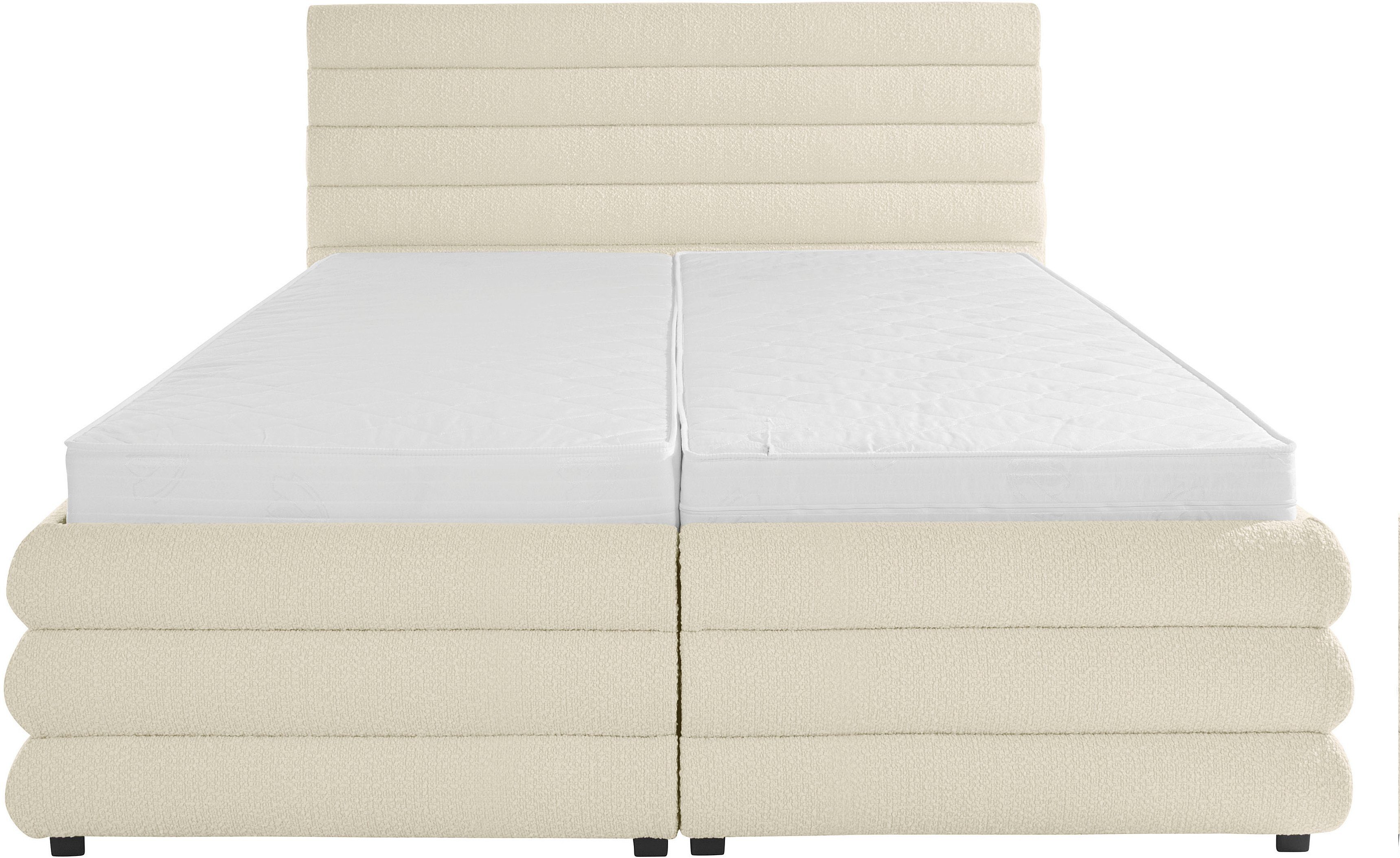 LeGer Home by Lena Gercke Gestoffeerd bed Maylis bouclé naar keuze met en zonder matras en lattenbodem, ook in 200 cm breedte
