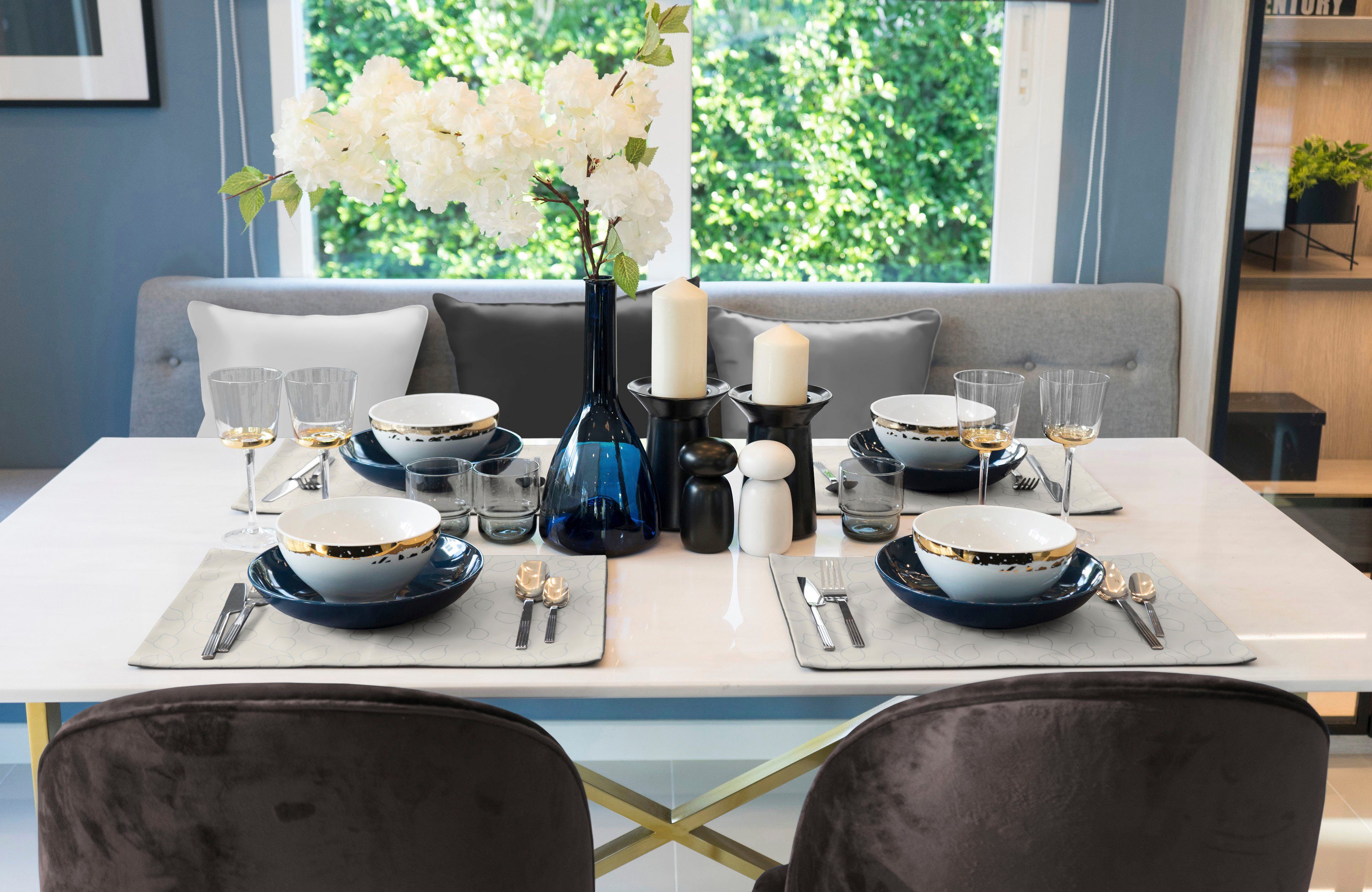Wirth Set placemats Westport Made in Germany, Jacquard decoratiestof, bladontwerp, onderhoudsvriendelijk (2 stuks)
