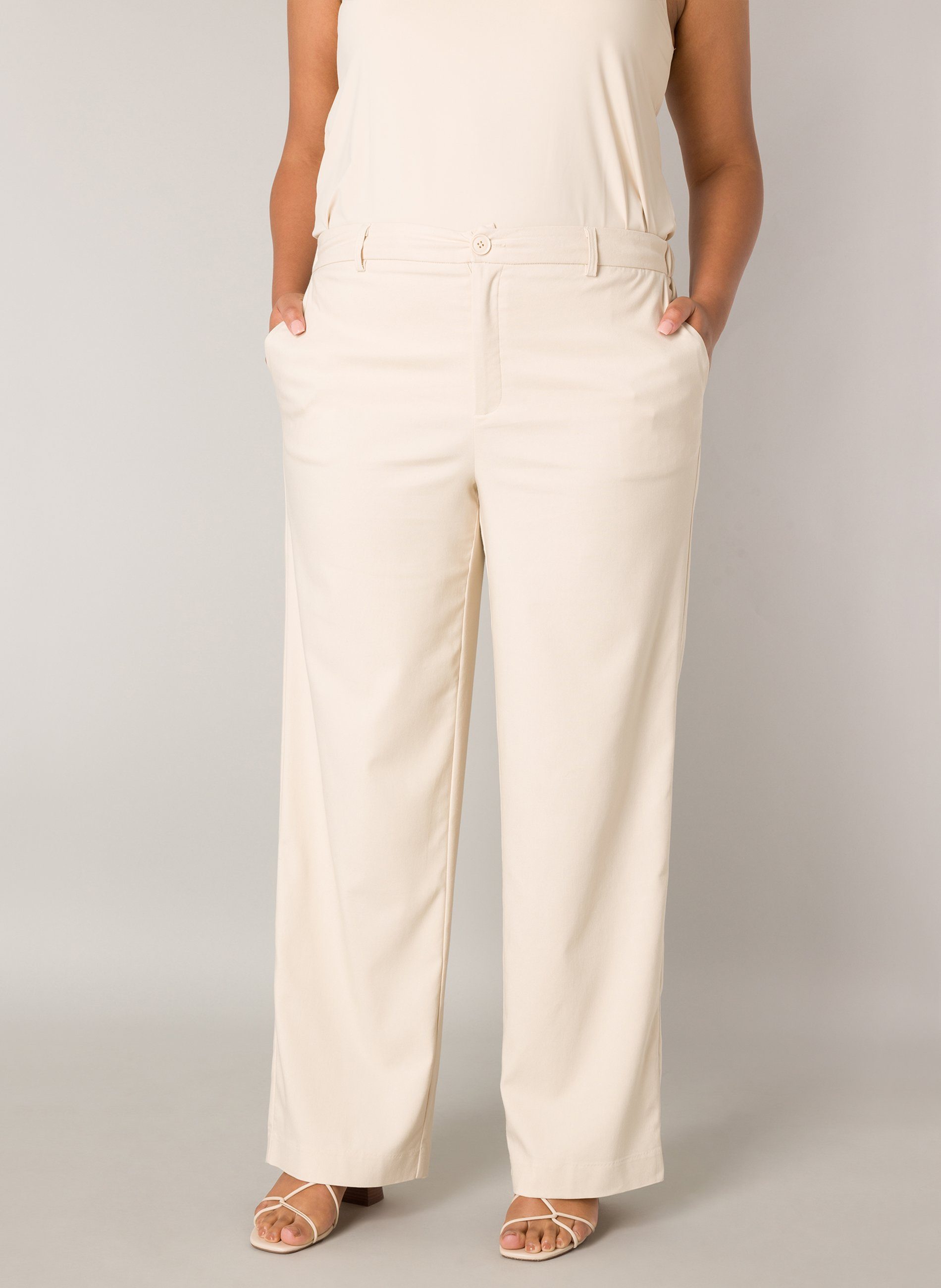 Base Level Curvy Stoffen broek met flare en viscose