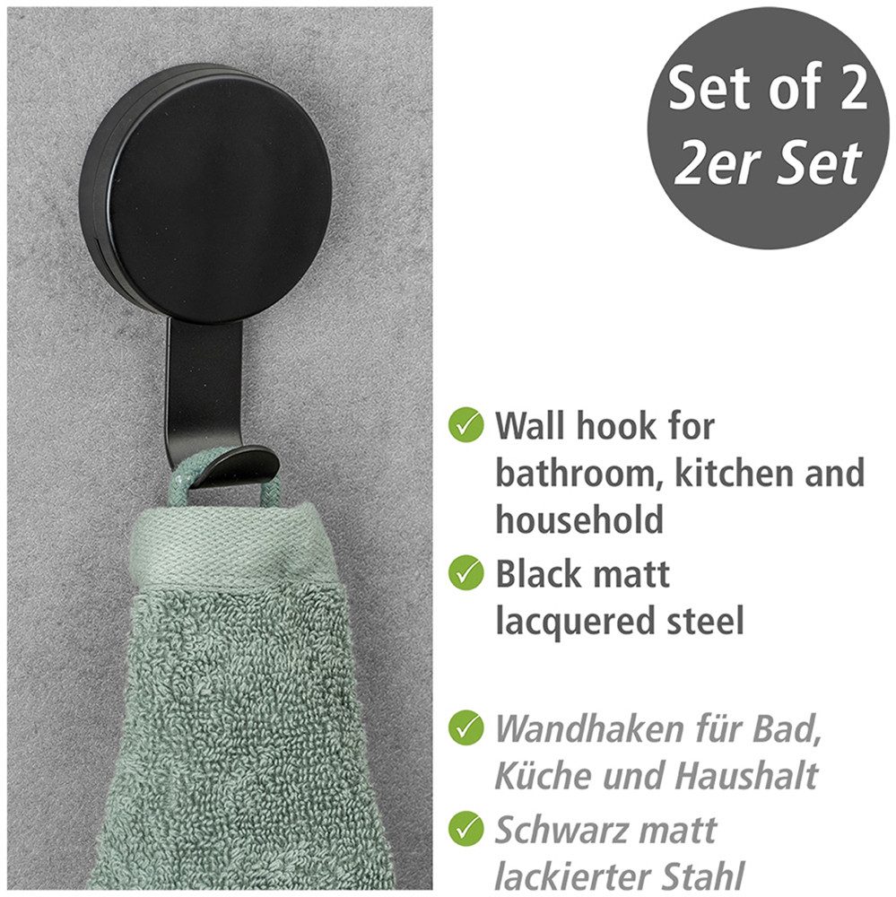 WENKO Wandhaak Static-Loc® Plus Modell Pavia voor badkamer, keuken en huishouden, bevestigen zonder boren (set, 4 stuks)