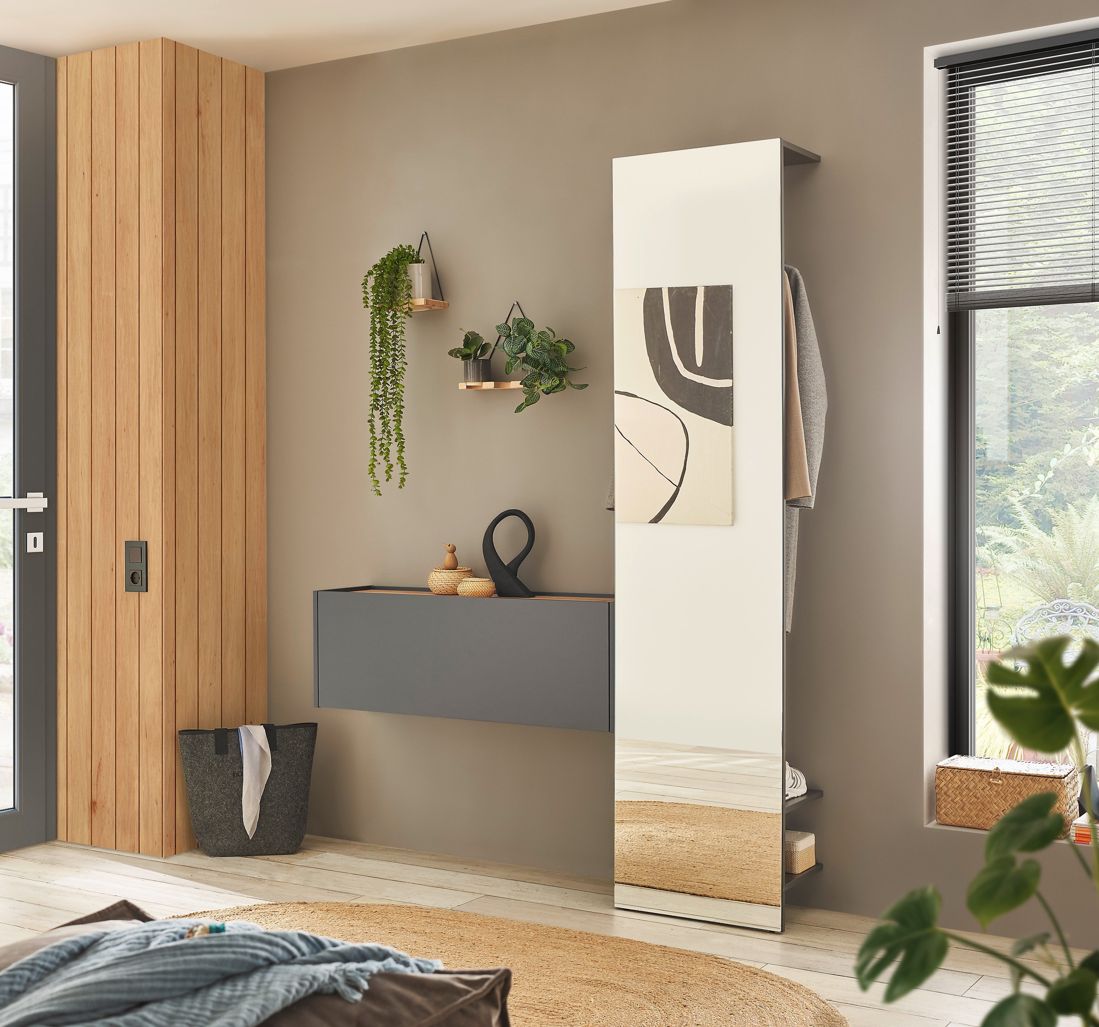 INOSIGN Halmeubelset GIRON/ CiTY, Garderobe in Wotan Eik, moderne garderobekast bevat hangkast & garderobe-element met spiegel, 150 cm breed (complete set, 2-delig)