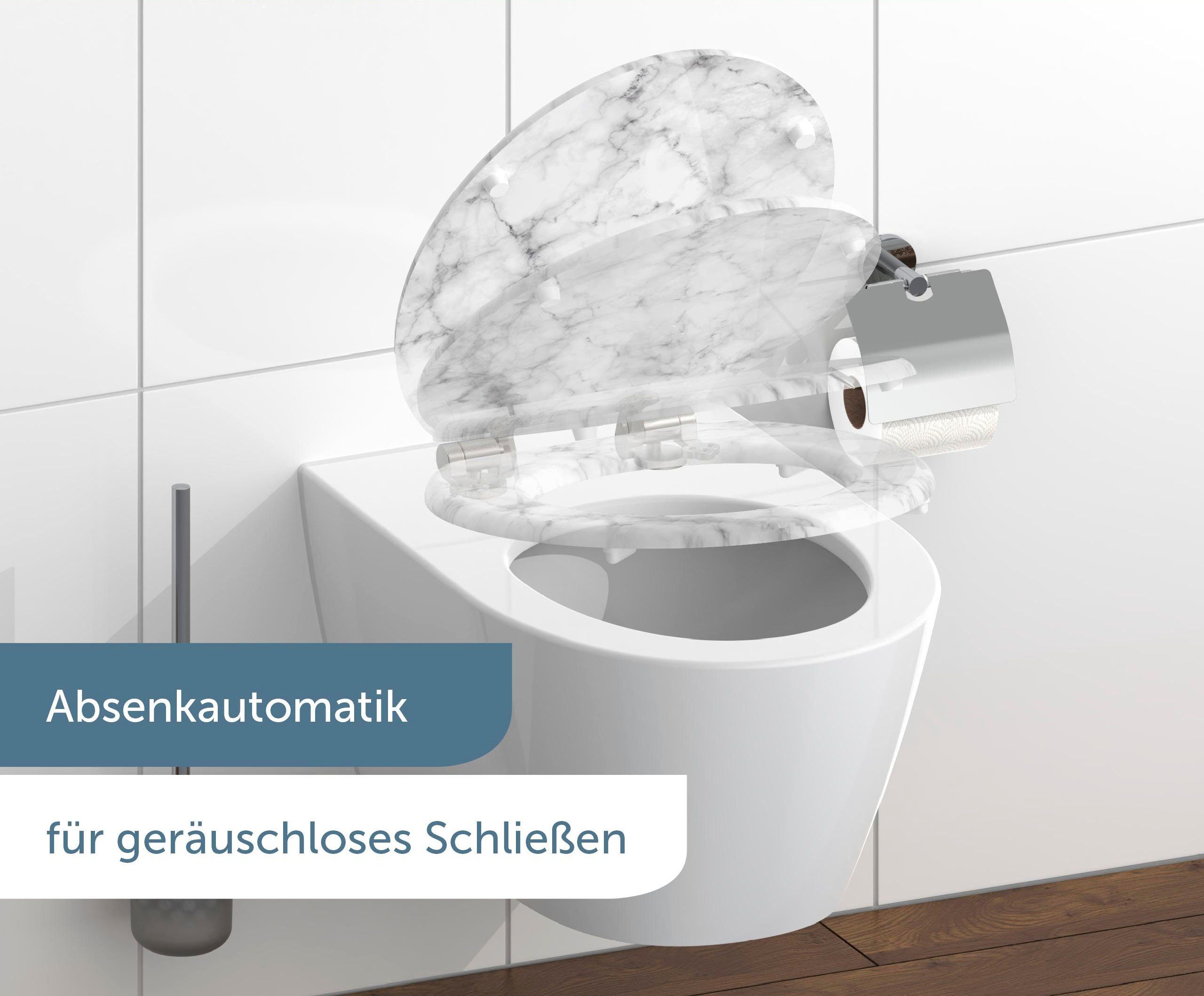 Schütte Toiletzitting Marmer Softclosemechanisme, houten kern, motiefprint, mdf
