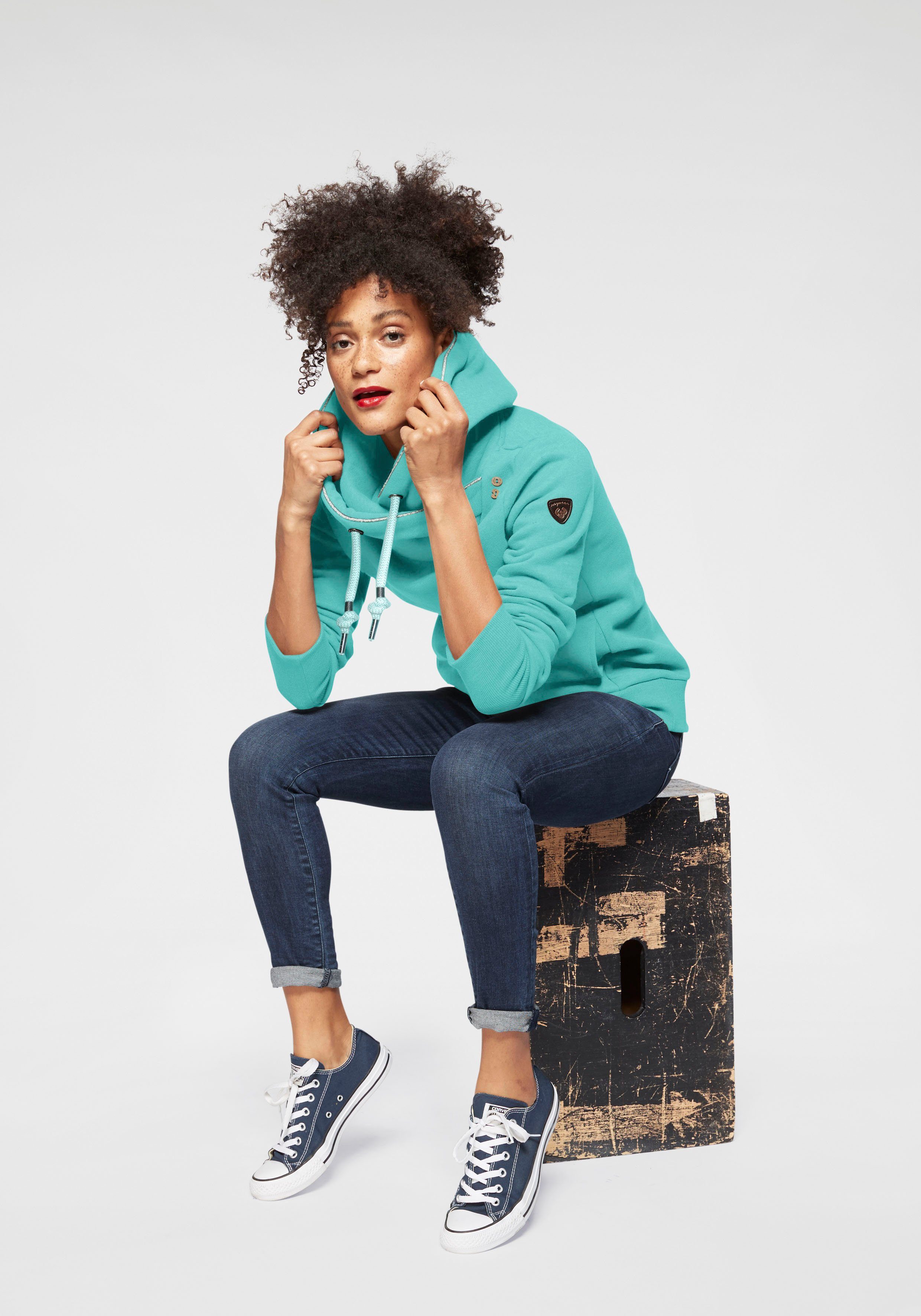 Ragwear Hoodie GRIPYBUTTON Sweater met rustieke koordaccenten