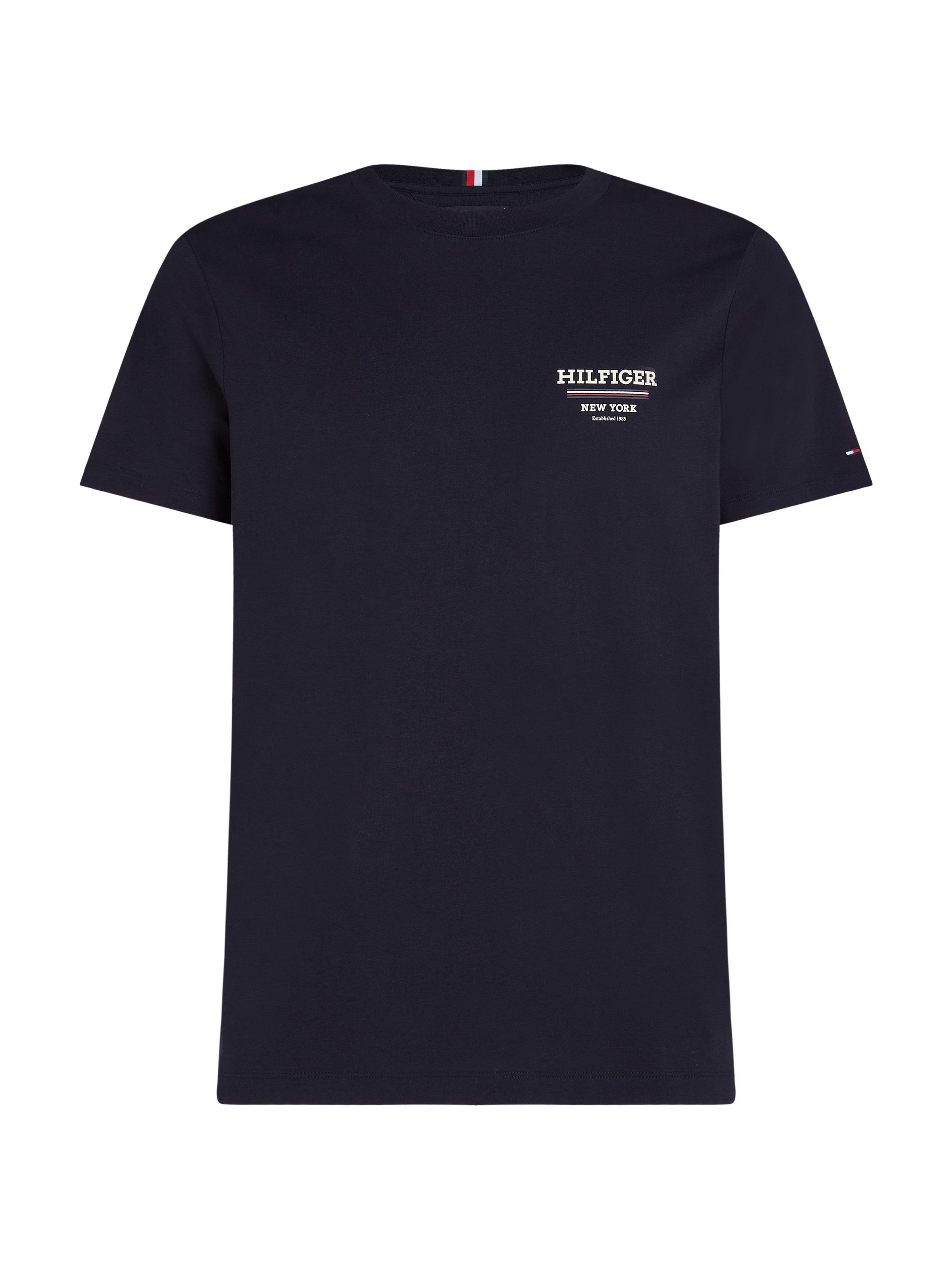 Tommy Hilfiger T-shirt HILFIGER GLOBAL STRIPE TEE contrastkleurige print op de borst