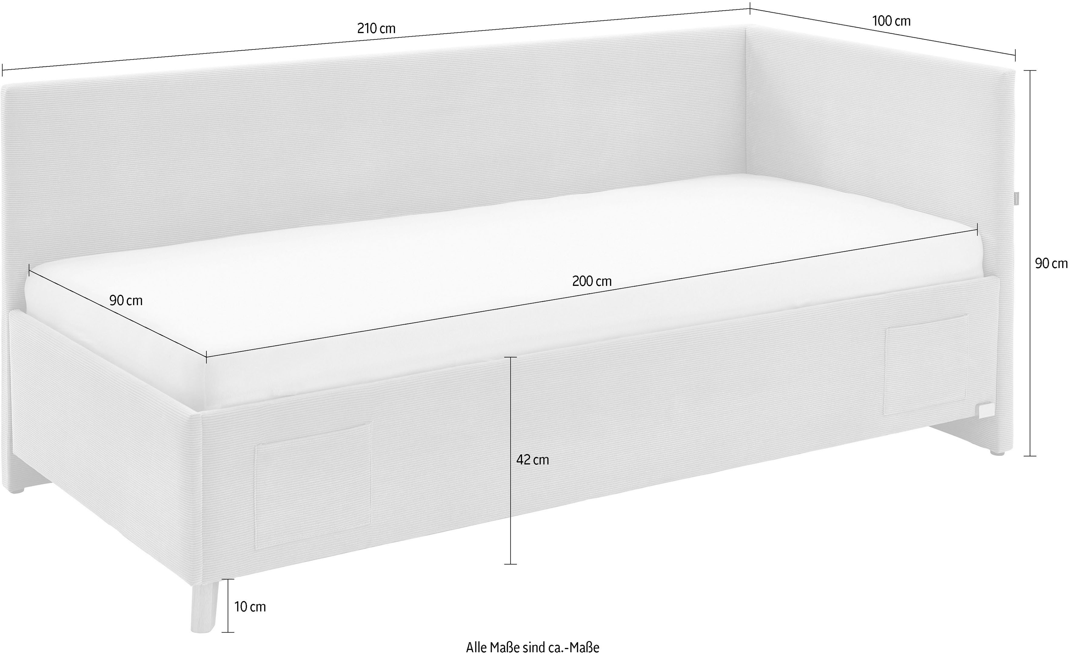 meise.möbel Kinderledikant FUN II Bekleed bed naar keuze met bedkist, tienerbed inclusief USB-aansluiting