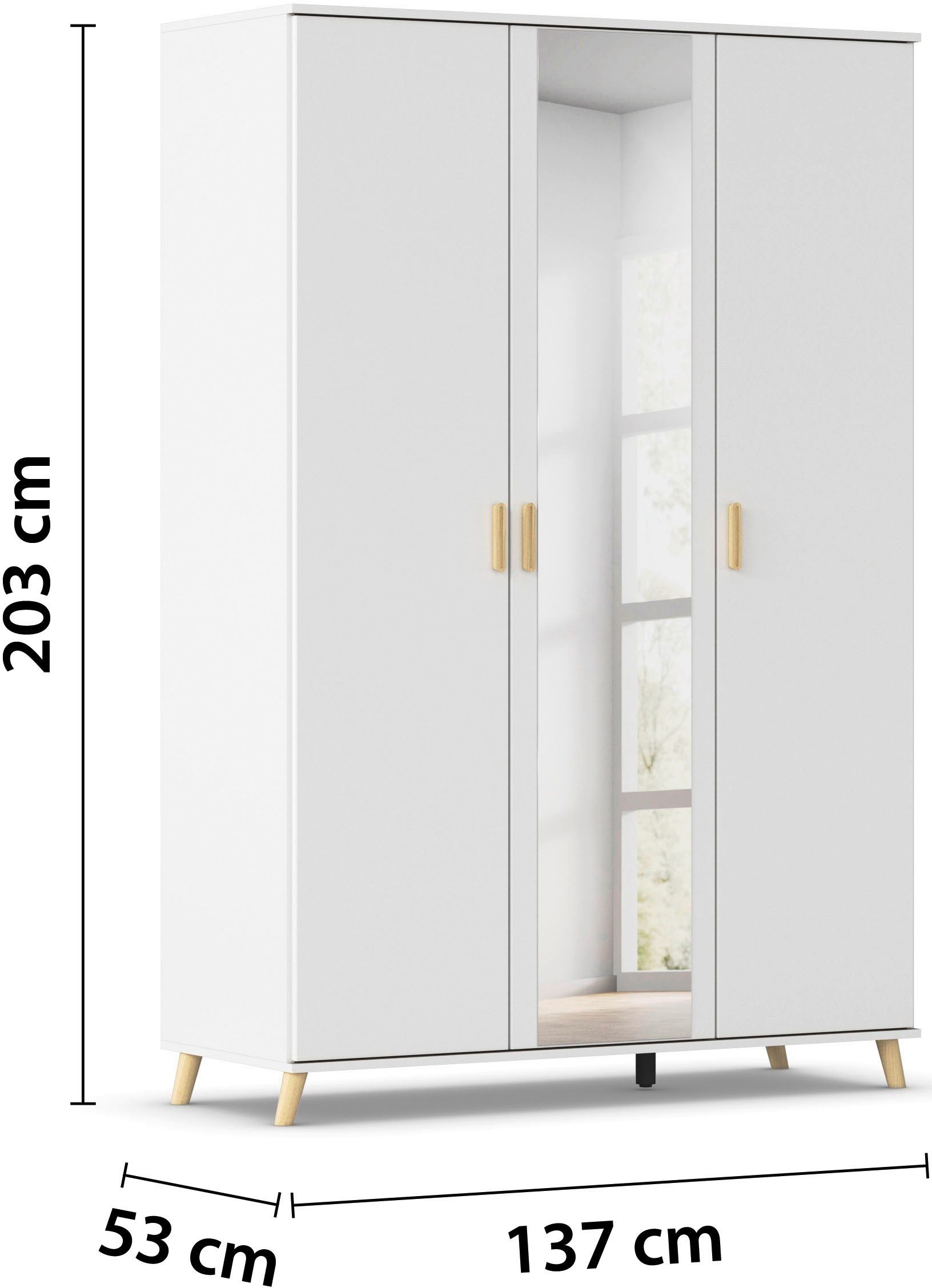 rauch Kledingkast Ottos Choice Skandi Kinderkamer Bestseller Slaapkamerkast FALUN in moderne scandi-look, poten/handgrepen eiken massief made in germany