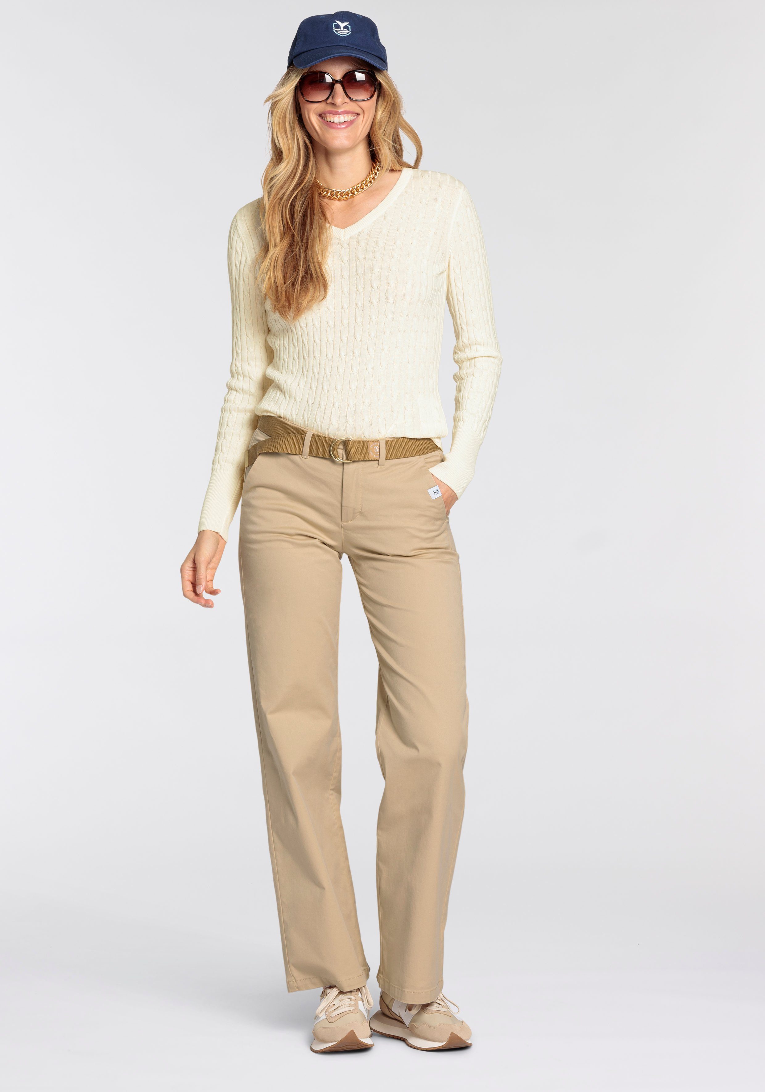 DELMAO Chino met bijpassende riem (set, 2-delig, Met riem)