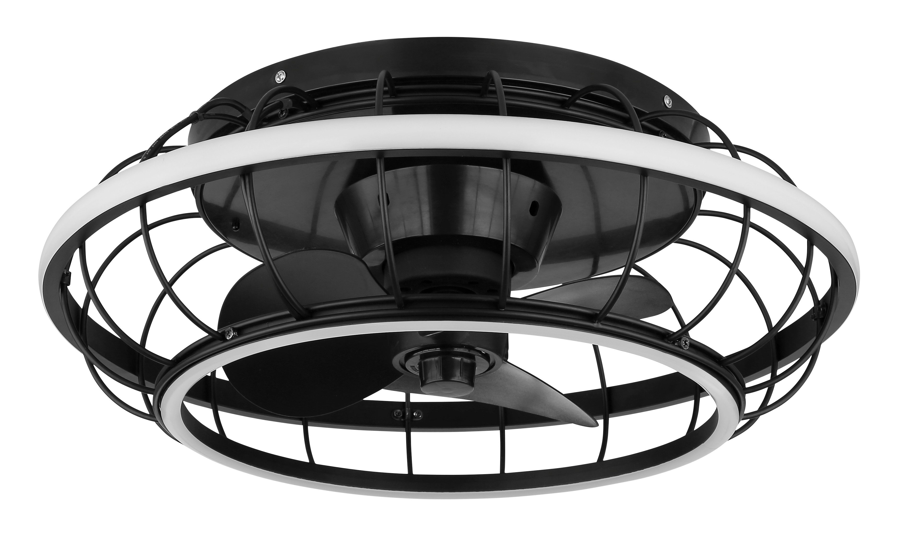 Globo Lightning Plafondlamp LINAY plafondventilator Ventilator metaal zwart mat, LED(1 stuk)
