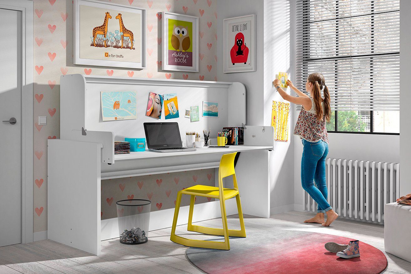 Vipack 1-persoonsledikant optimale 2 in 1 oplossing voor de kinderkamer, decor oppervlak in wit