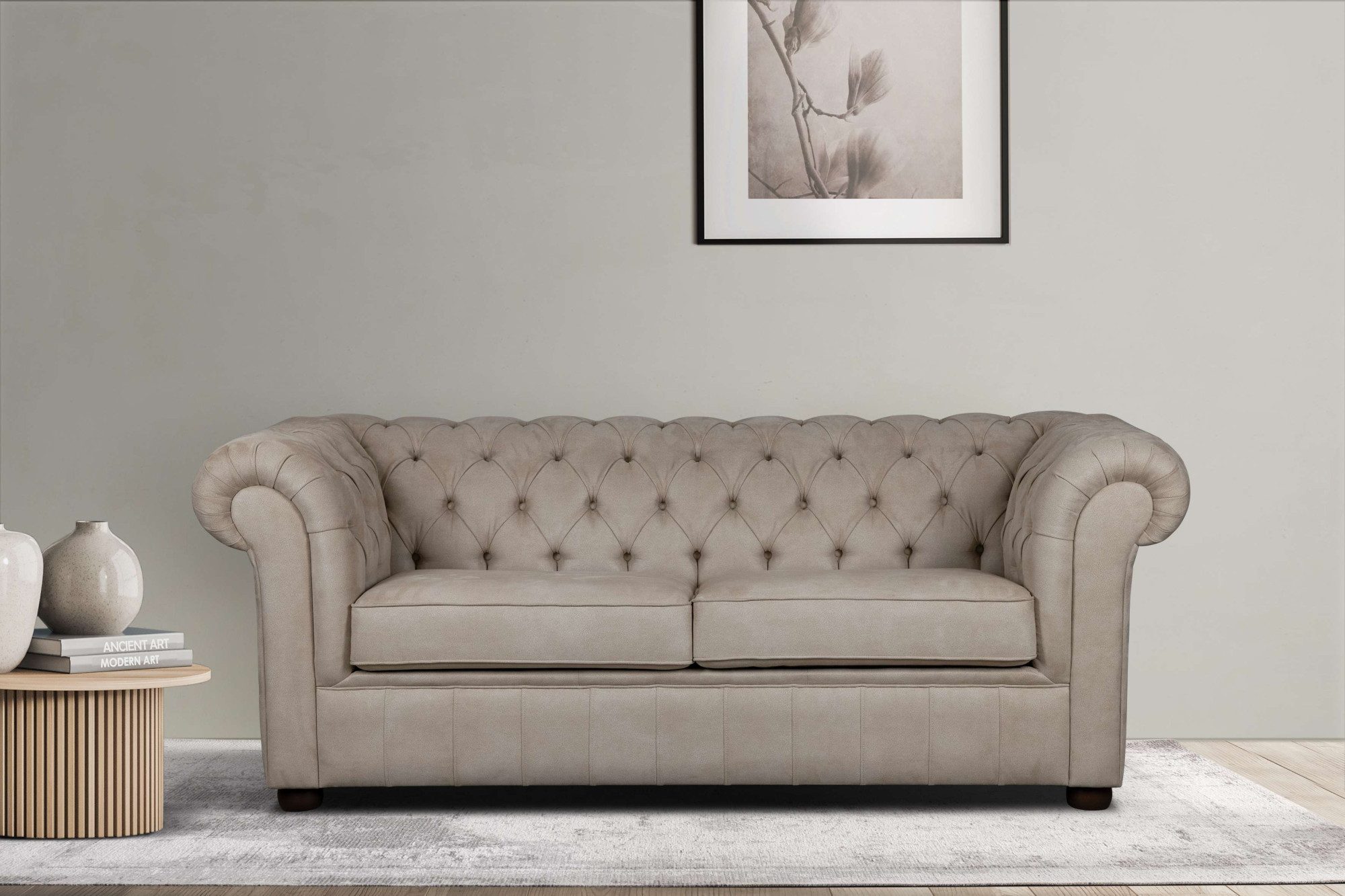 Home affaire 3-zitsbank CHARENTE, optionele slaapbank, Chesterfield-sofa, bedfunctie met edele knoopbevestiging en typische armleuningen, b/d/h 198/89/74 cm