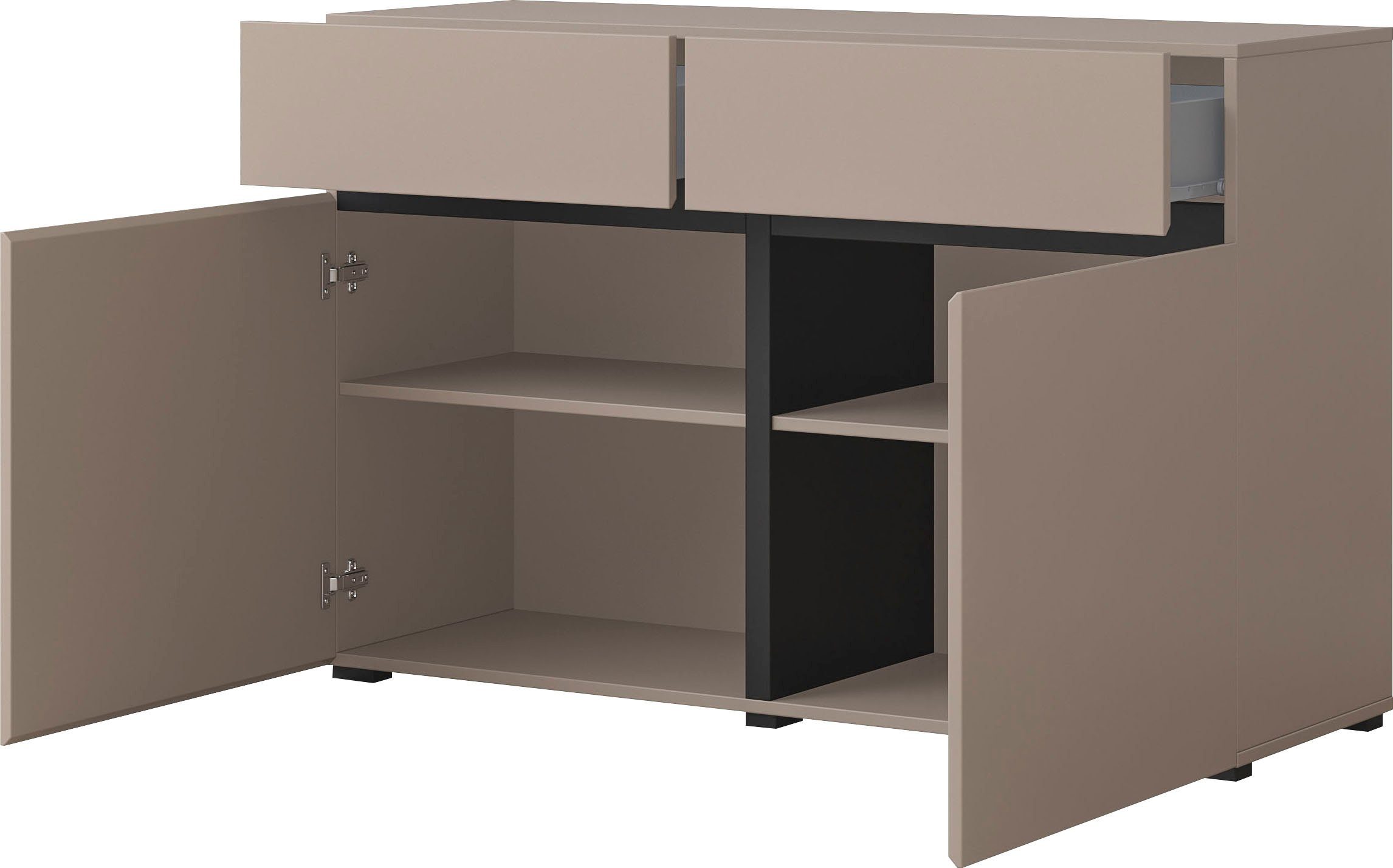 INOSIGN Dressoir Cross,breedte 119,5 cm, moderne greeploze kast,2 deuren/2 laden