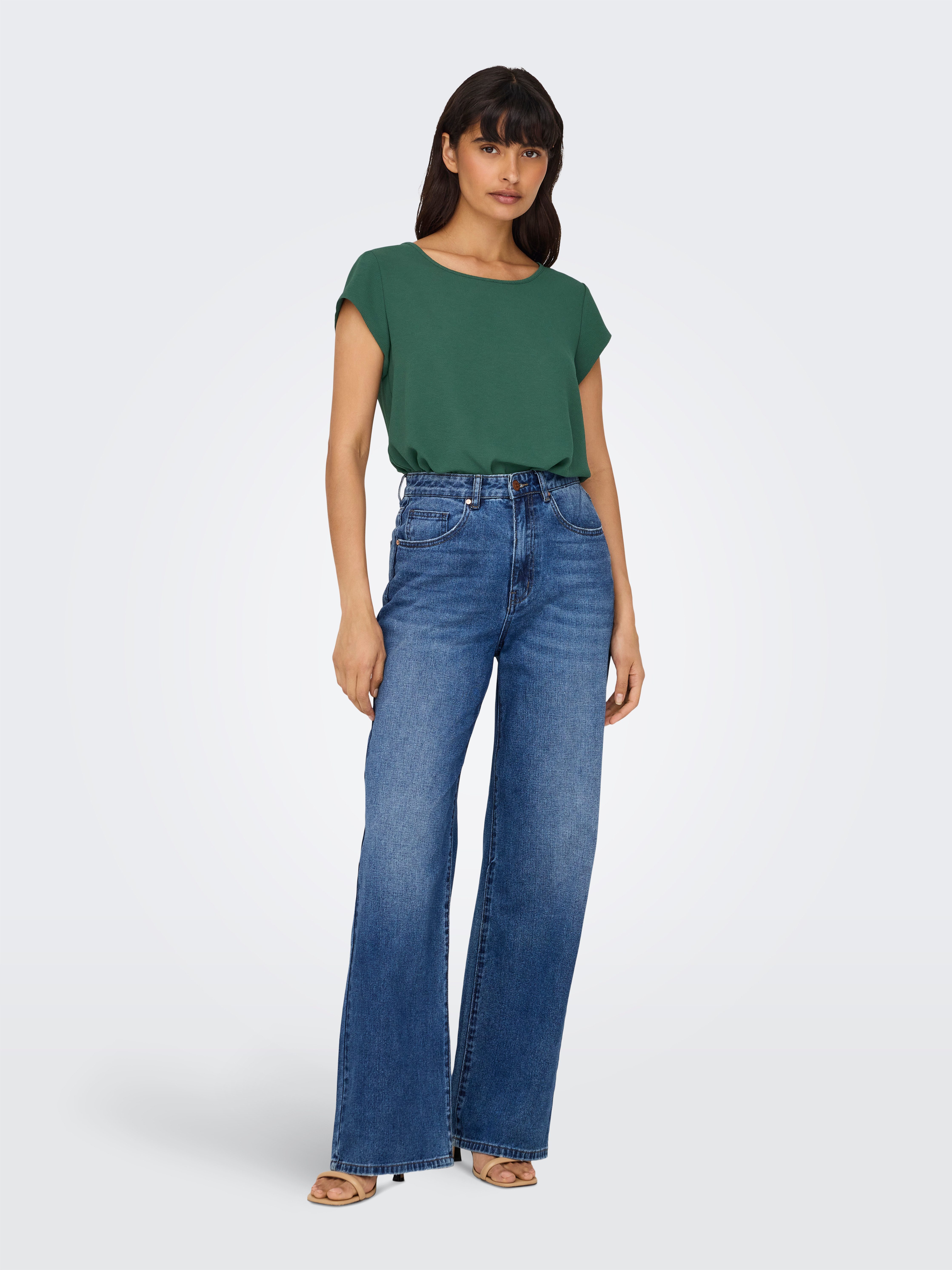 Only Blouse met korte mouwen ONLVIC S S SOLID TOP NOOS PTM
