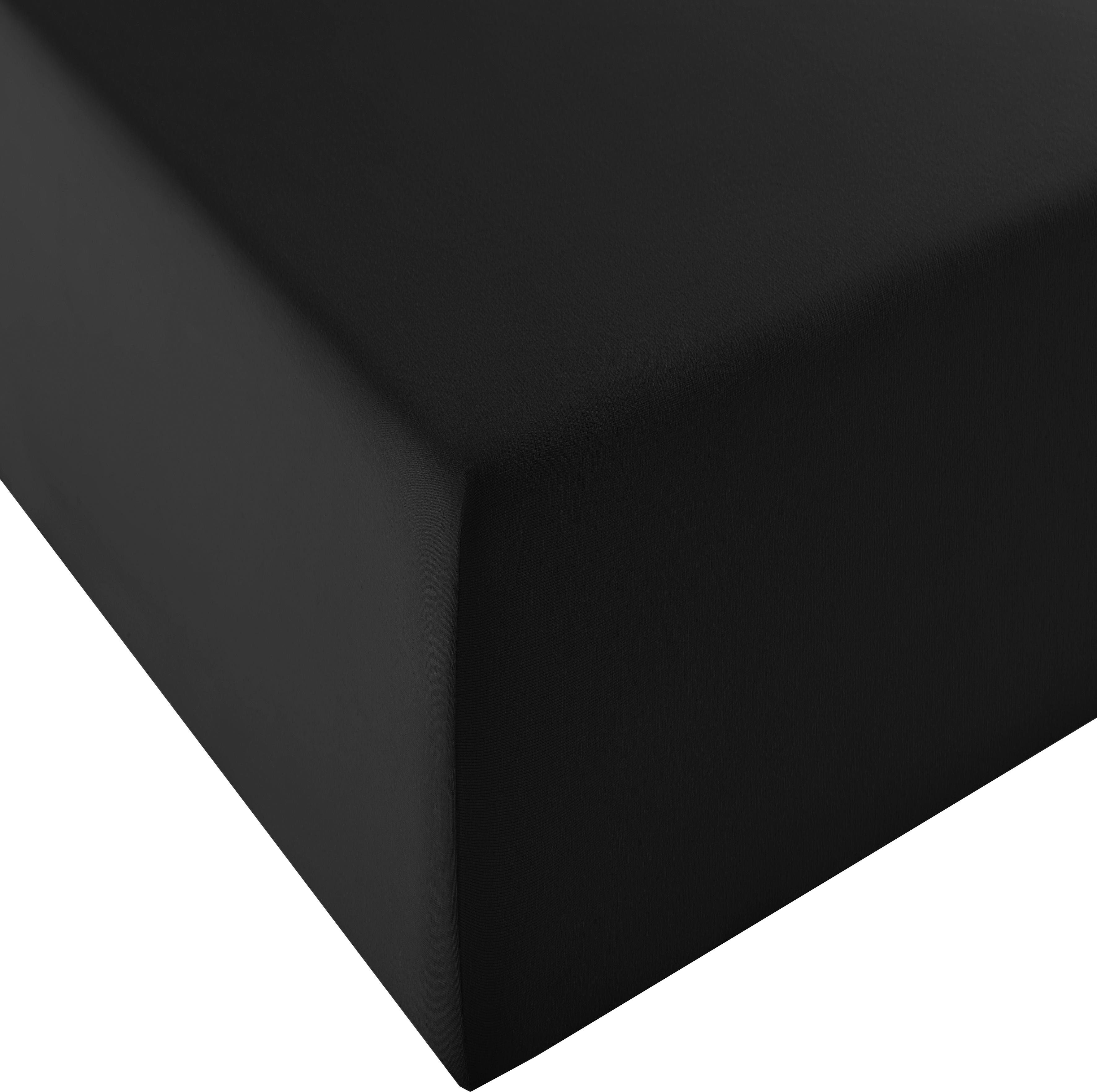 fleuresse Hoeslaken Comfort XL Mako jersey, voor matrassen tot 40 cm hoog, onderlaken, hoeslaken (1 stuk) hoeslakens zwart