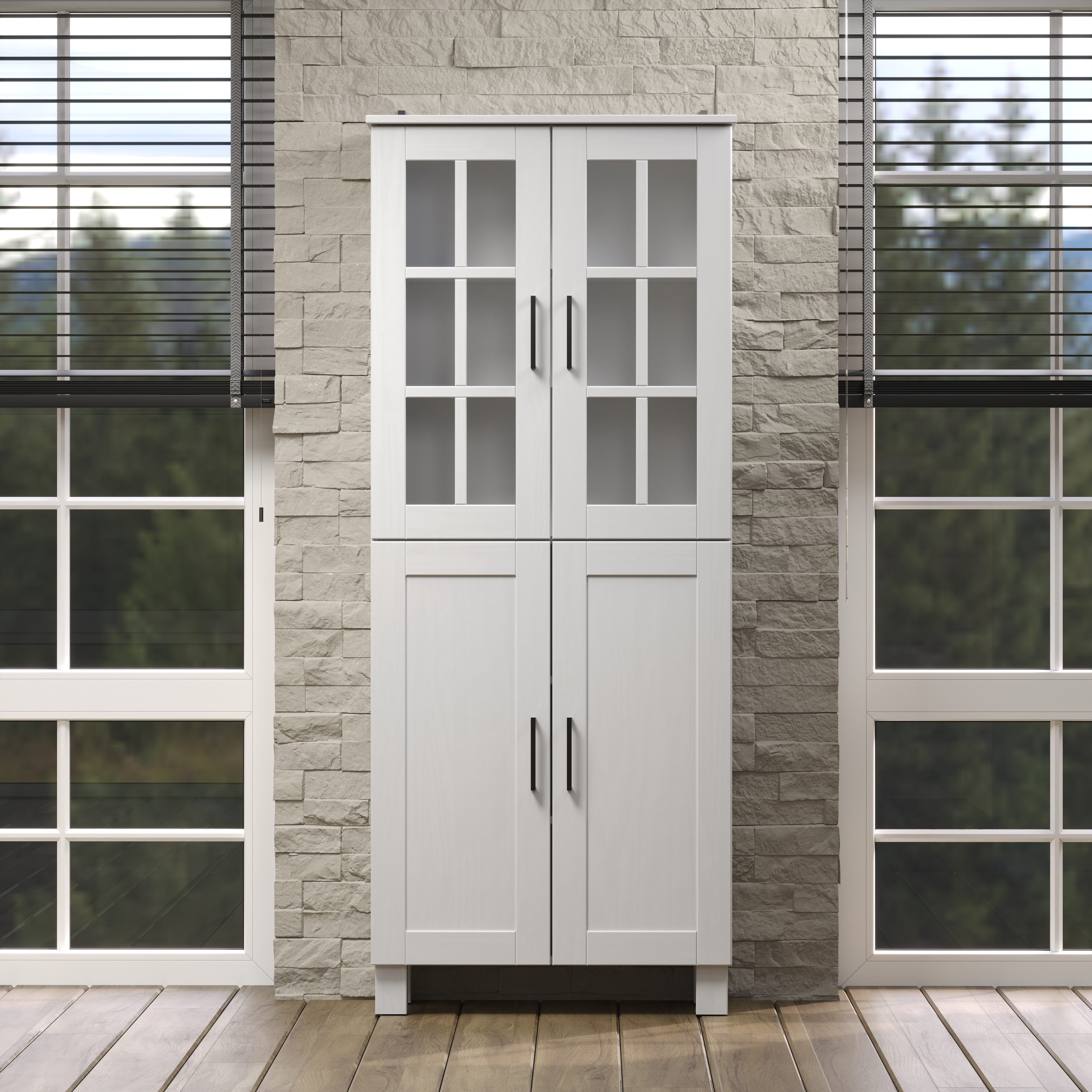welltime Hoge kast Ulea Brede badkamerkast van massief hout - afmetingen (B/D/H) 70/30/170 cm (1 stuk)