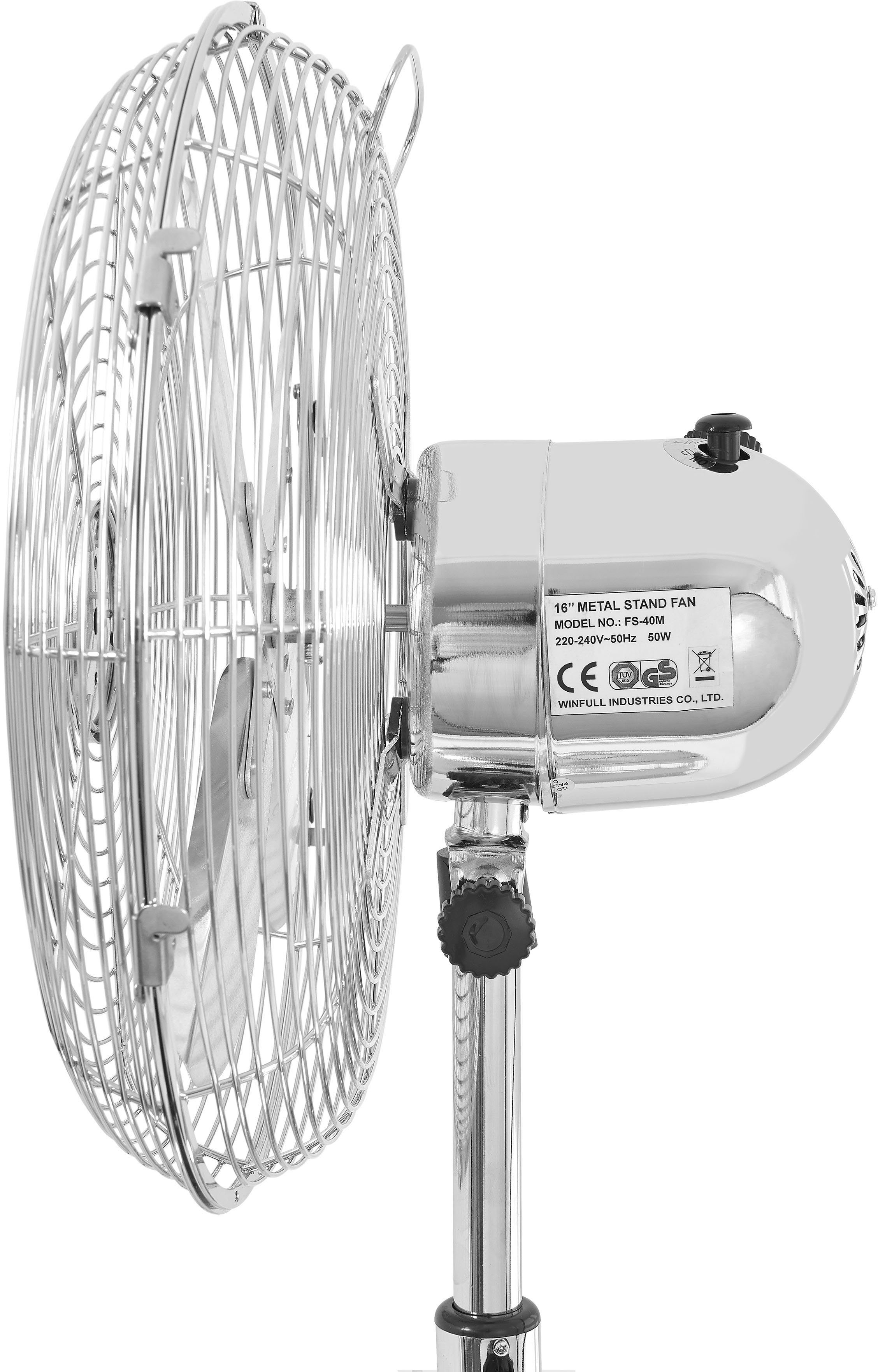 KLARBACH Staande ventilator VS 36001 ch Ø 40 cm, volmetaal, 50 W vermogen, verstelbare hoek