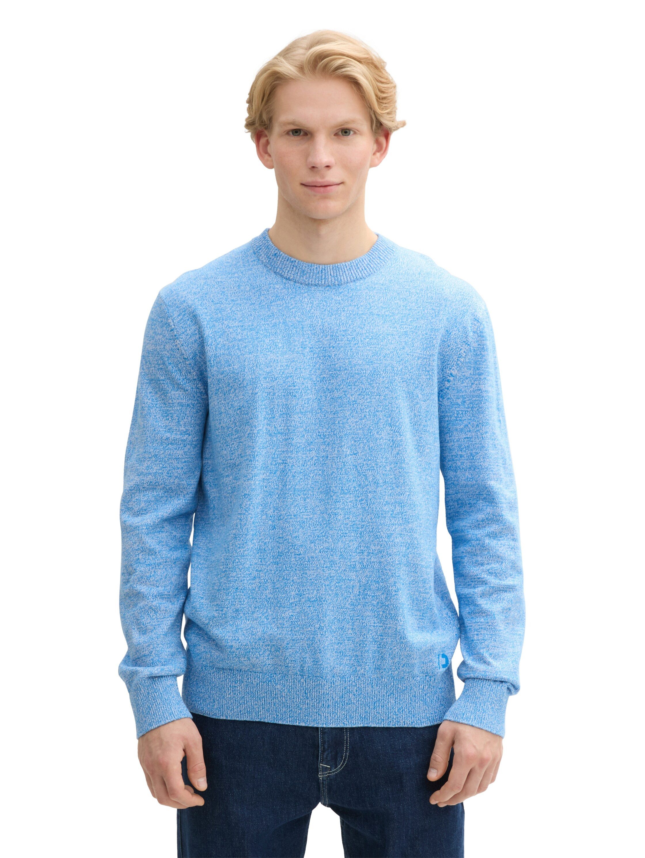 Tom Tailor Denim Gebreide trui in gemêleerde look heren pullovers maat S blauw