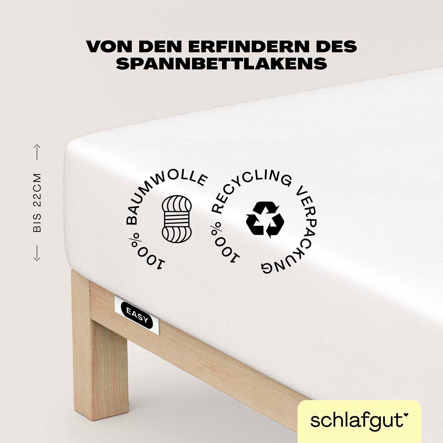 Schlafgut Hoeslaken EASY van 100% katoen, zacht & absorberend, merk-beddengoed voor matrassen tot 22 cm hoogte, in 90x200, 140x200 of 180x200 cm (1
