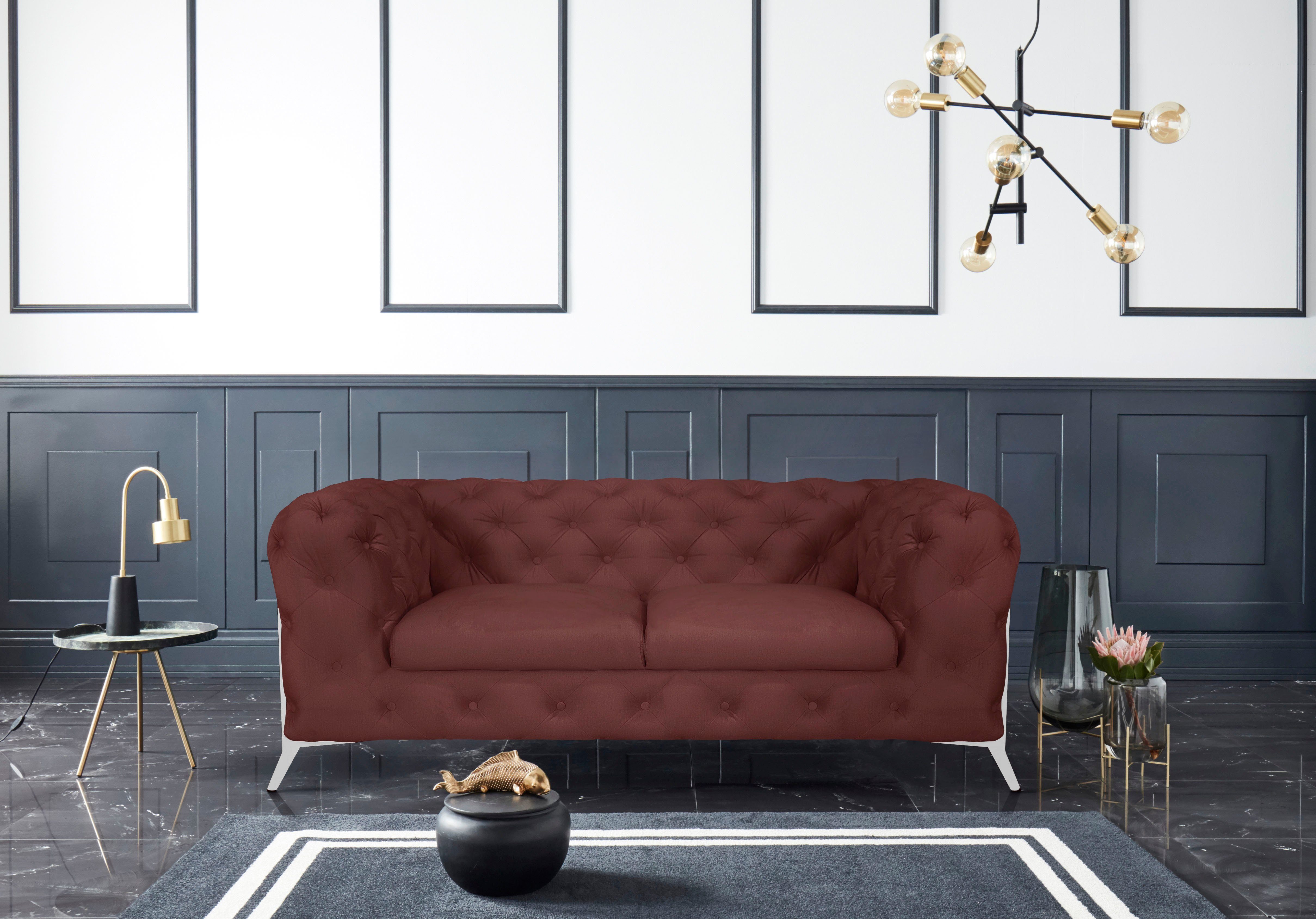 Leonique Chesterfield-bank Amaury luxueuze capitonnage, moderne chesterfield look, kleur van de poten ter keuze