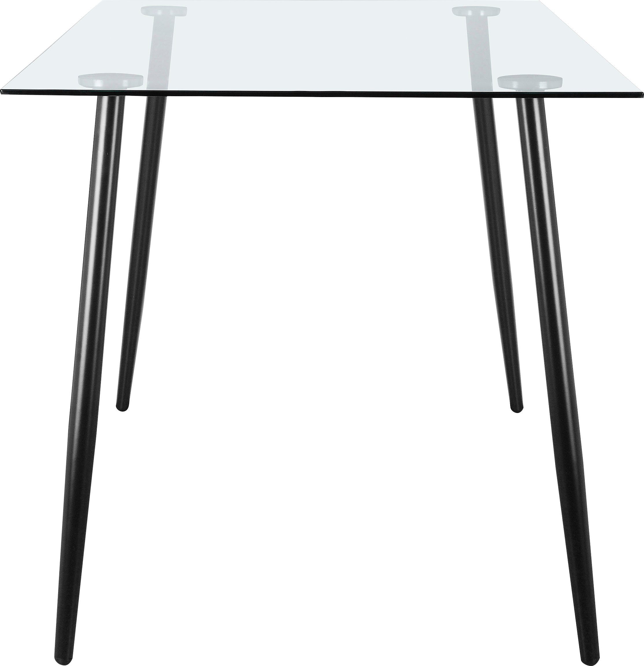 INOSIGN Eethoek Darcel/Danny glazen tafel Sledestoel eetkamerstoel, tafel met vaste plaat (set, 5-delig)
