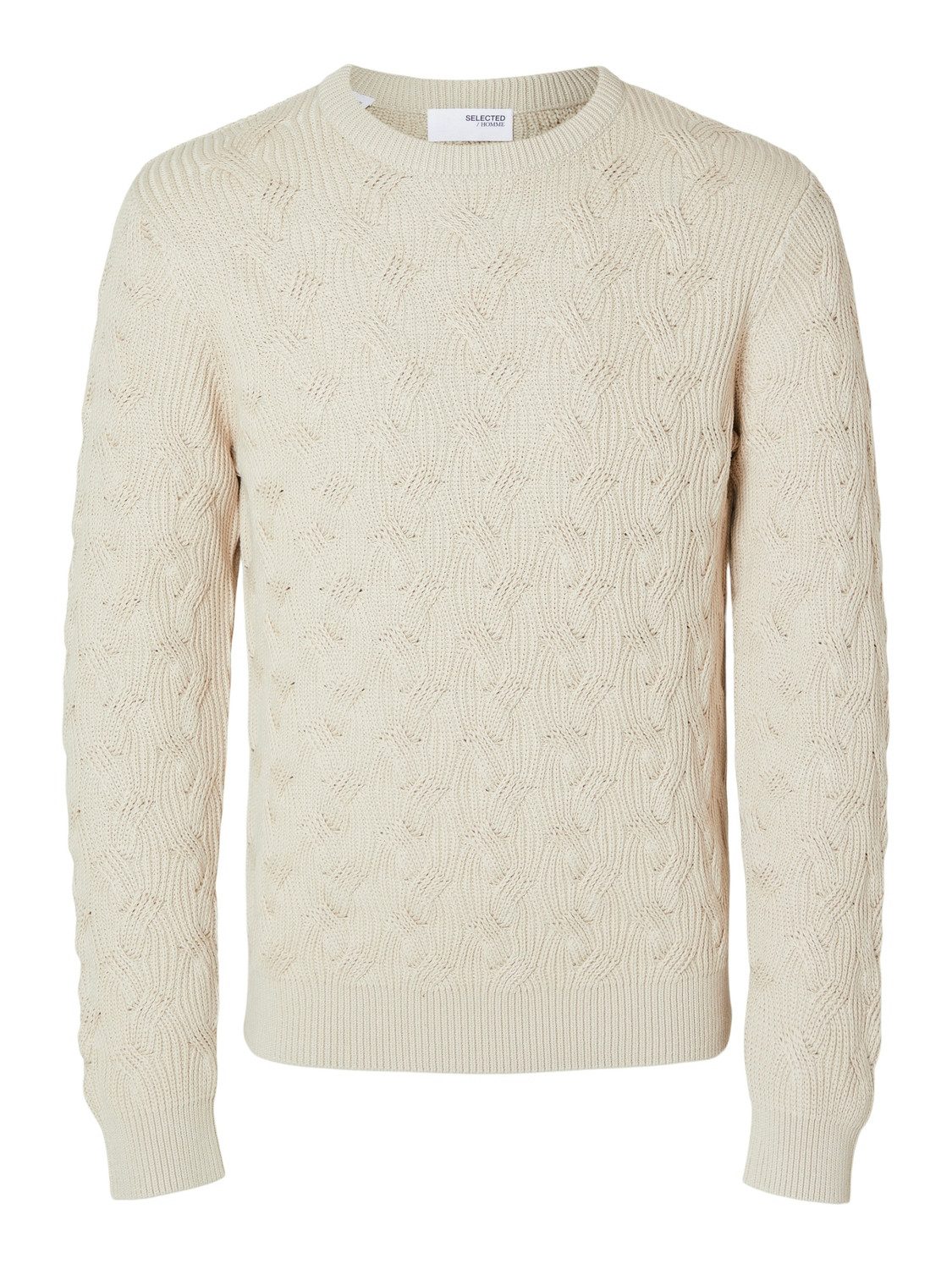 SELECTED HOMME Gebreide trui SLHCALLIS LS KNIT CABLE CREW NECK NOOS