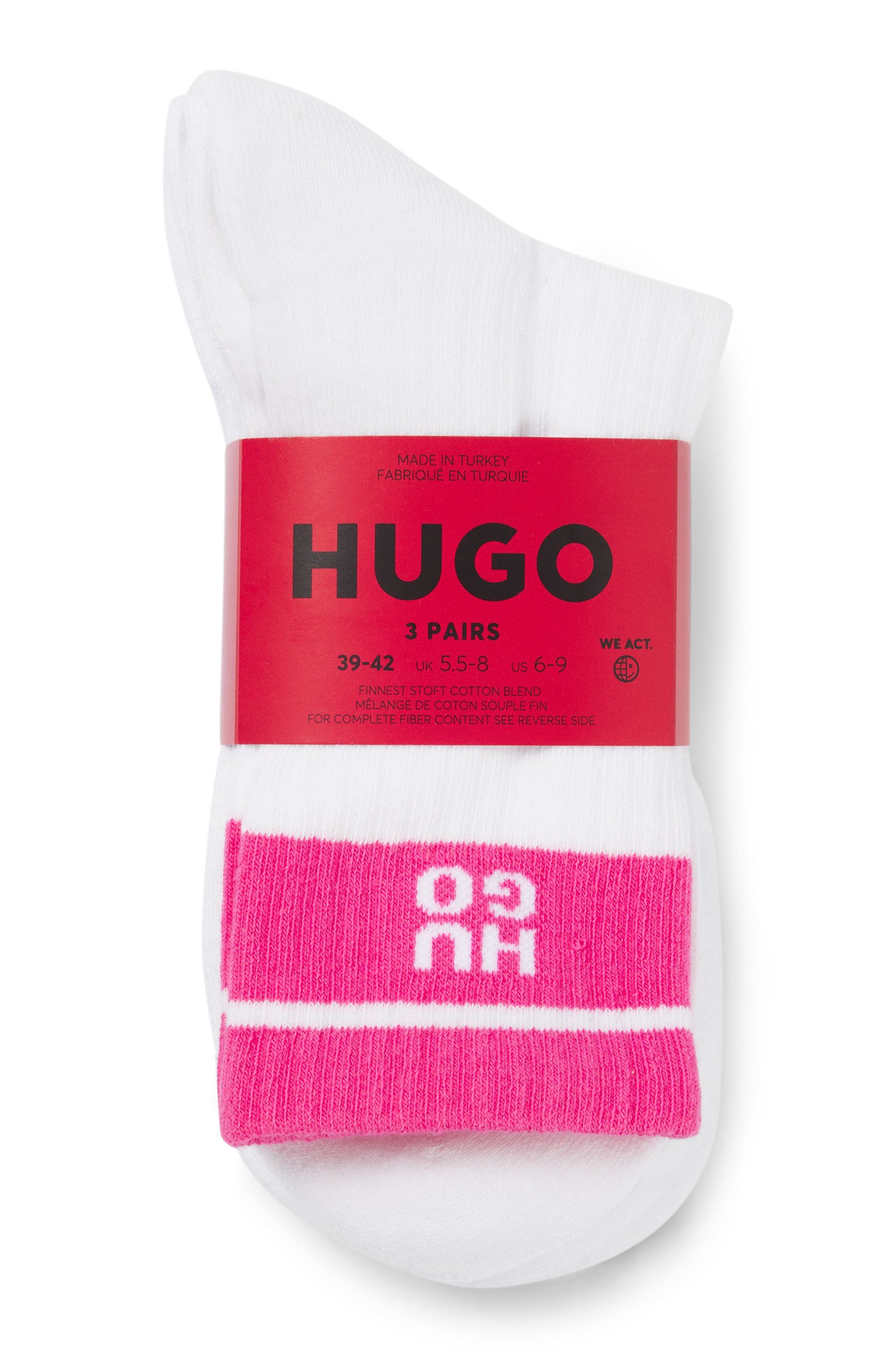 HUGO underwear Sokken 3P QS LOGO RIB CC met contrasterende logo-opdruk (3 paar, Set van 3)