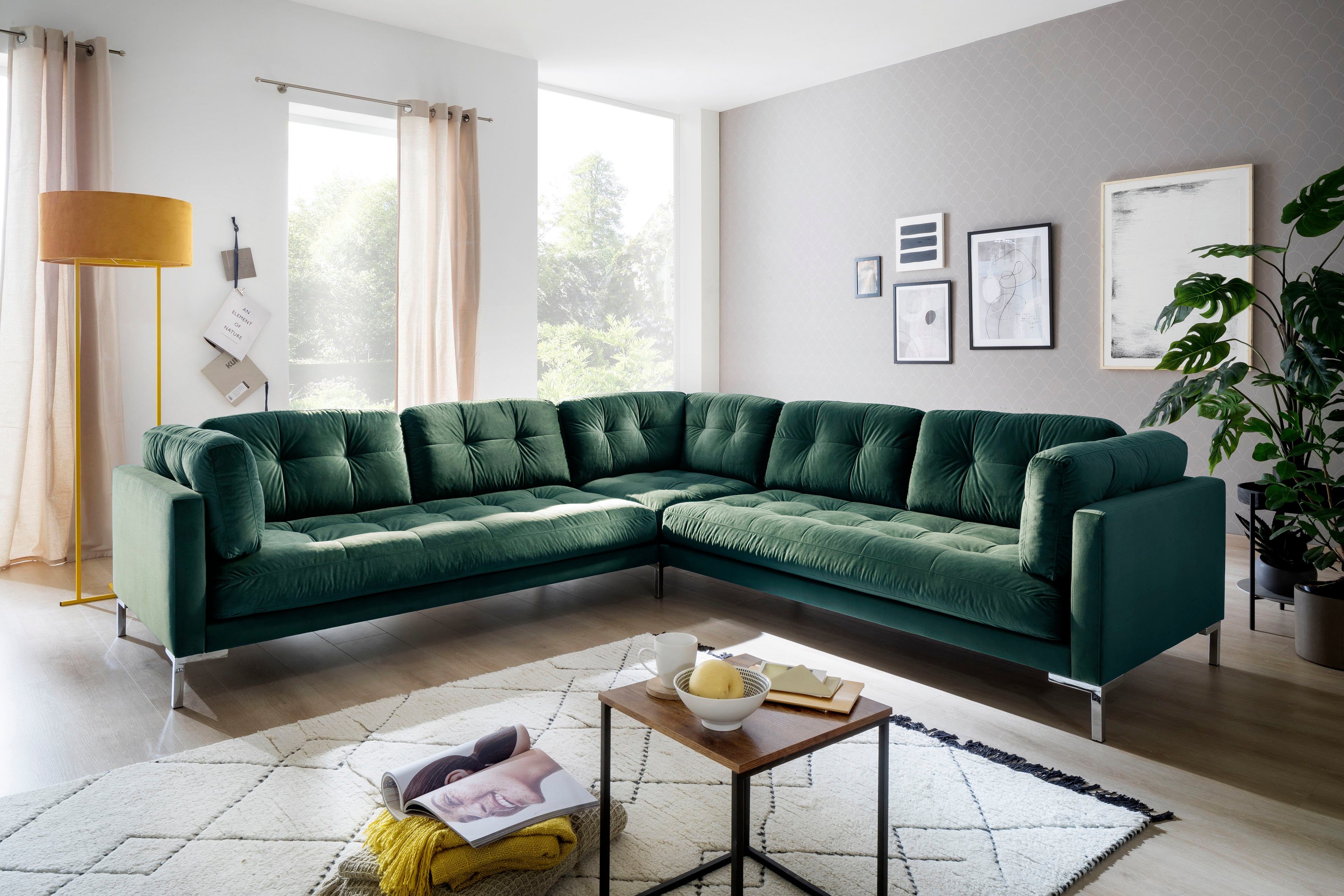 Trends by HG Zithoek Landau U-vorm in cordstof met metalen voet