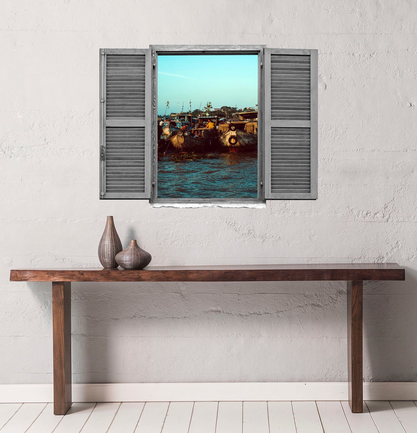 queence Wandfolie Haven Muursticker, muurdecoratie, zelfklevend, 3D, raam (1 stuk)