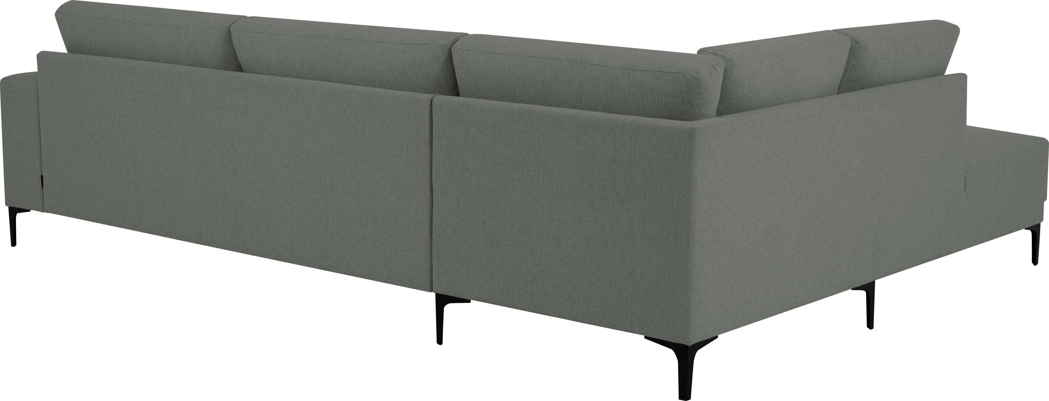 Places of Style Hoekbank Xander, L-model, Breedte 289 cm, geweven stof, soft-touch chenille, zwarte metalen voeten