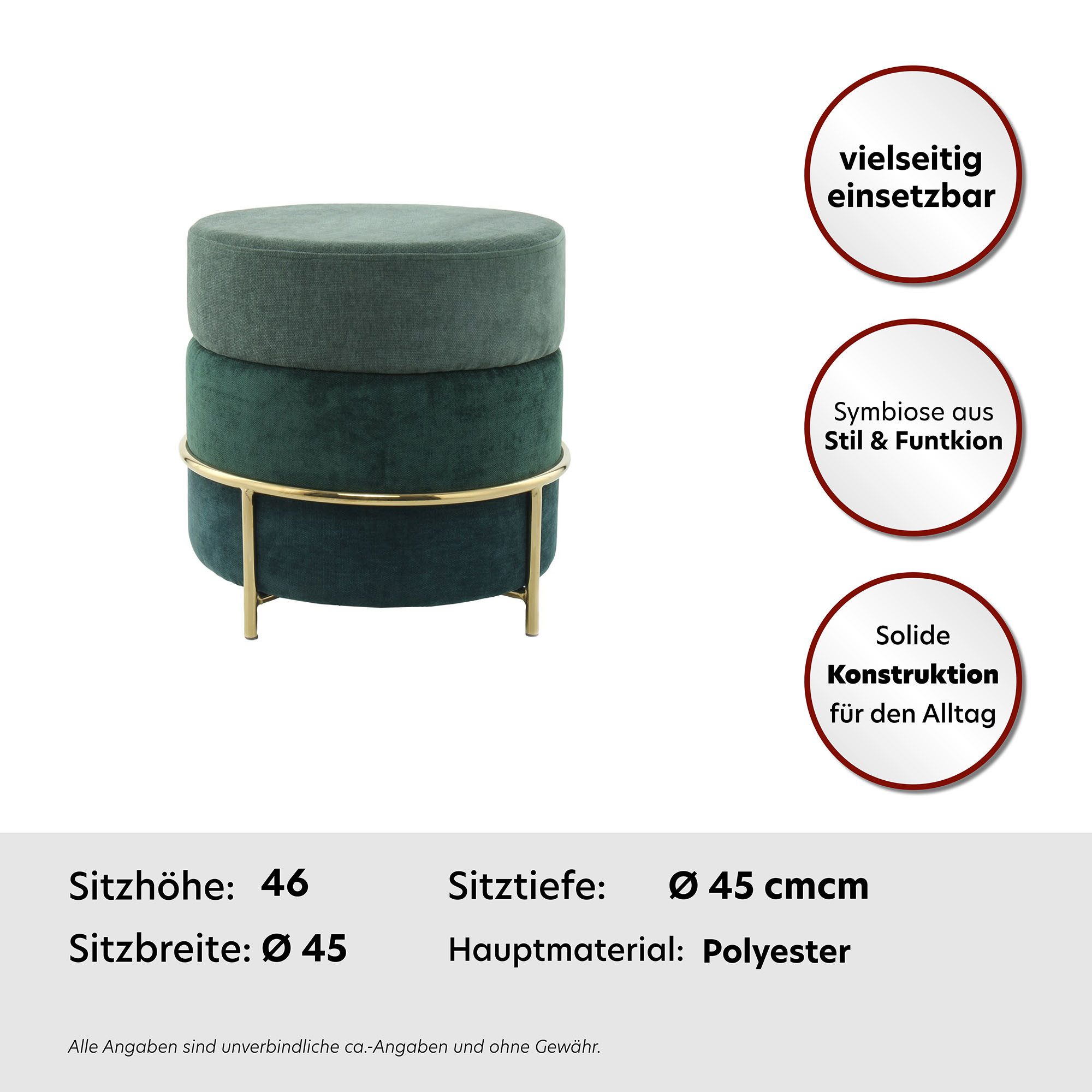 Kayoom ZitHocker Matilda 225, comfortabele ronde vorm, gezellige design-hocker (1 stuk)
