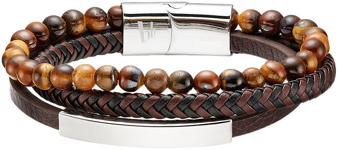 Bruno Banani Leren armband Sieraad cadeau armband plaat, B4105B/20/00/BL, B4105B/20/00/BR