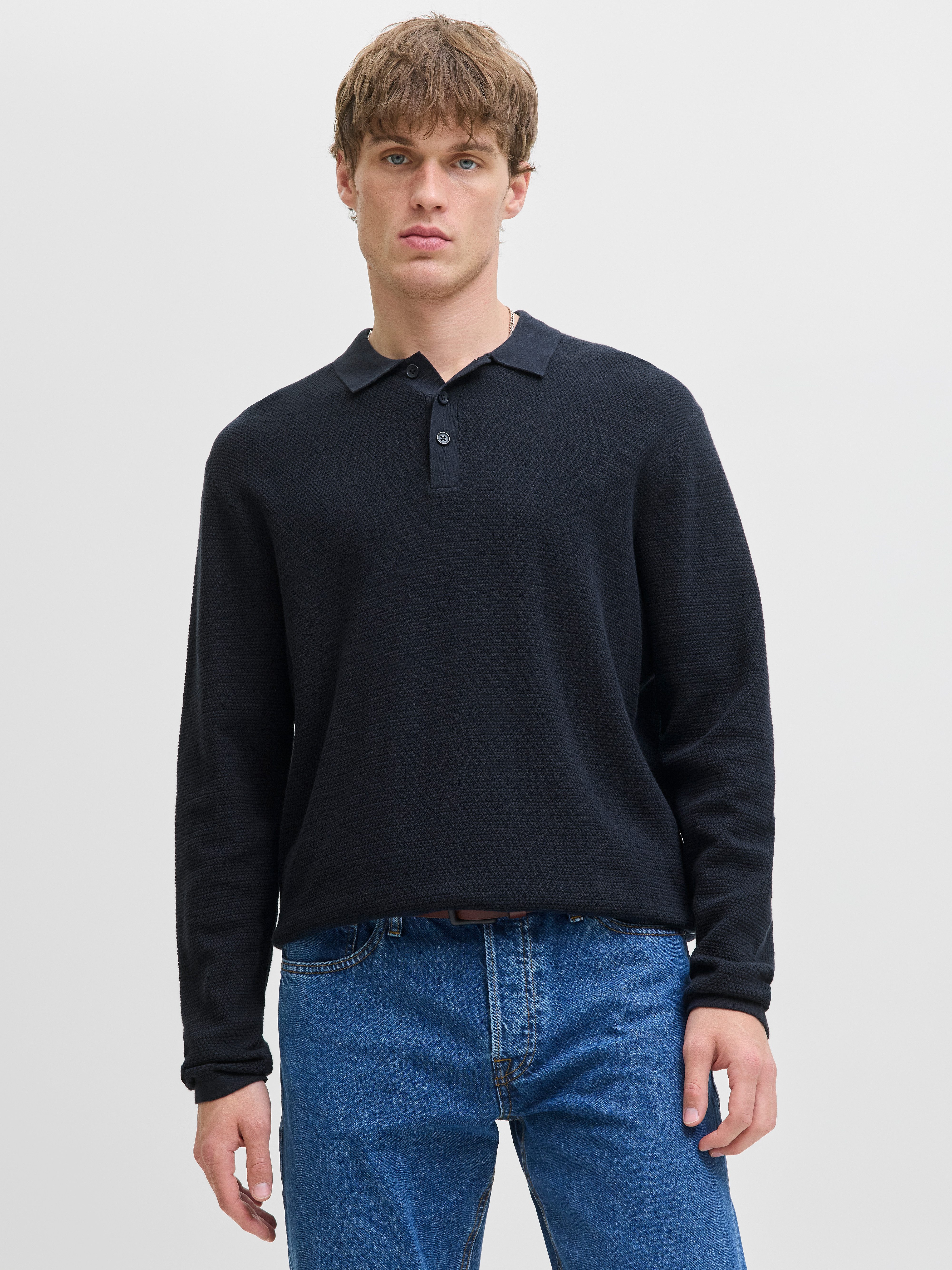 Jack & Jones Gebreide trui JJEGEORGE KNIT POLO LS SN